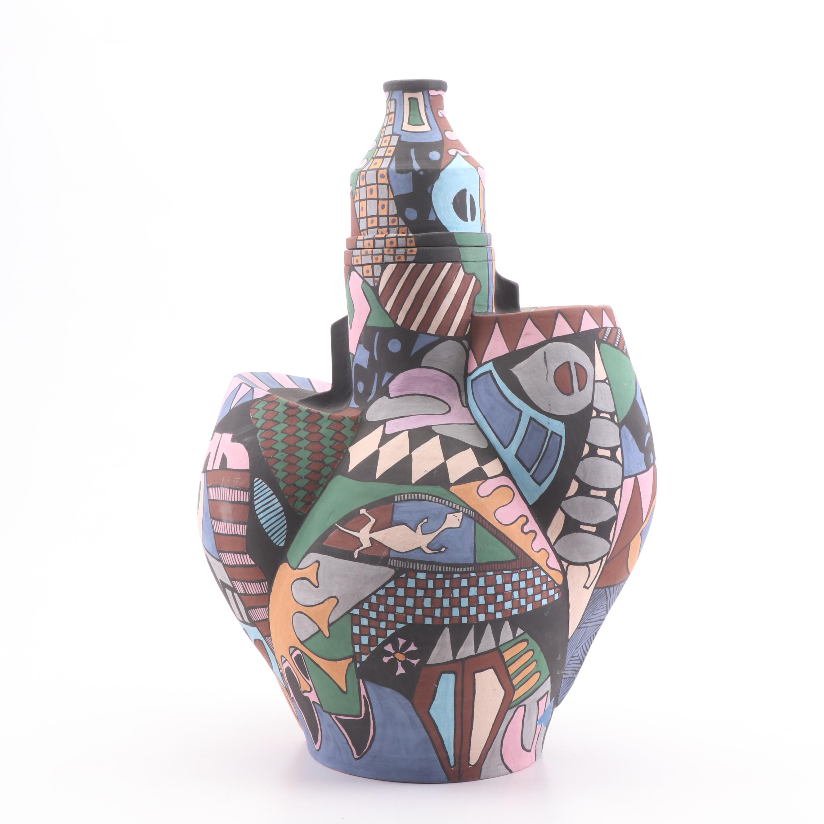 Philip & Marilyn Garnick Thrown and Altered Stoneware Lidded Jar