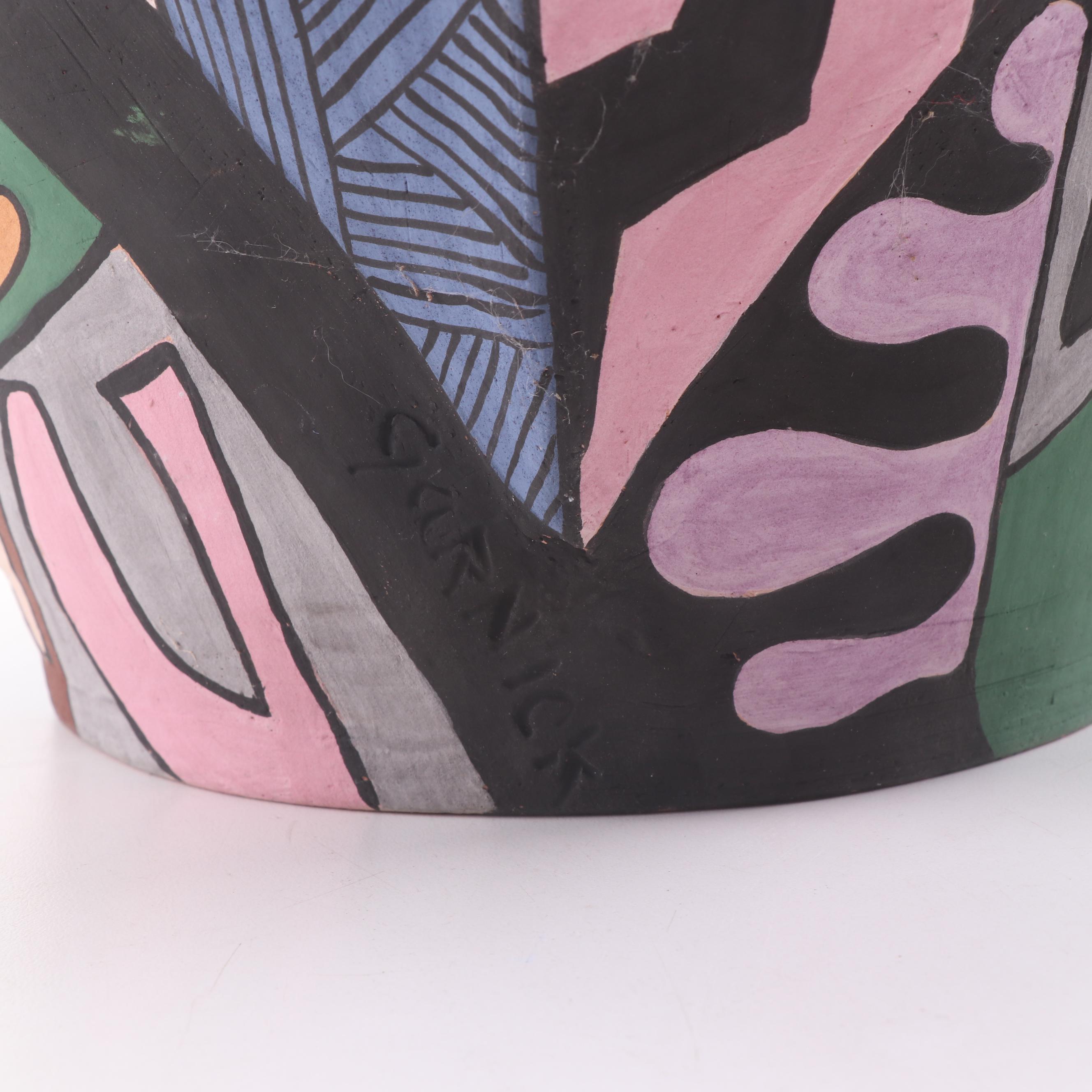 Philip & Marilyn Garnick Thrown and Altered Stoneware Lidded Jar