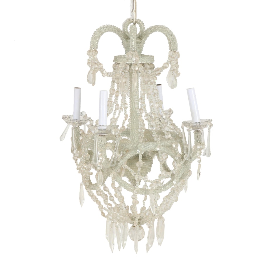 Beaded Four-Light Chandelier with Crystal Pendants