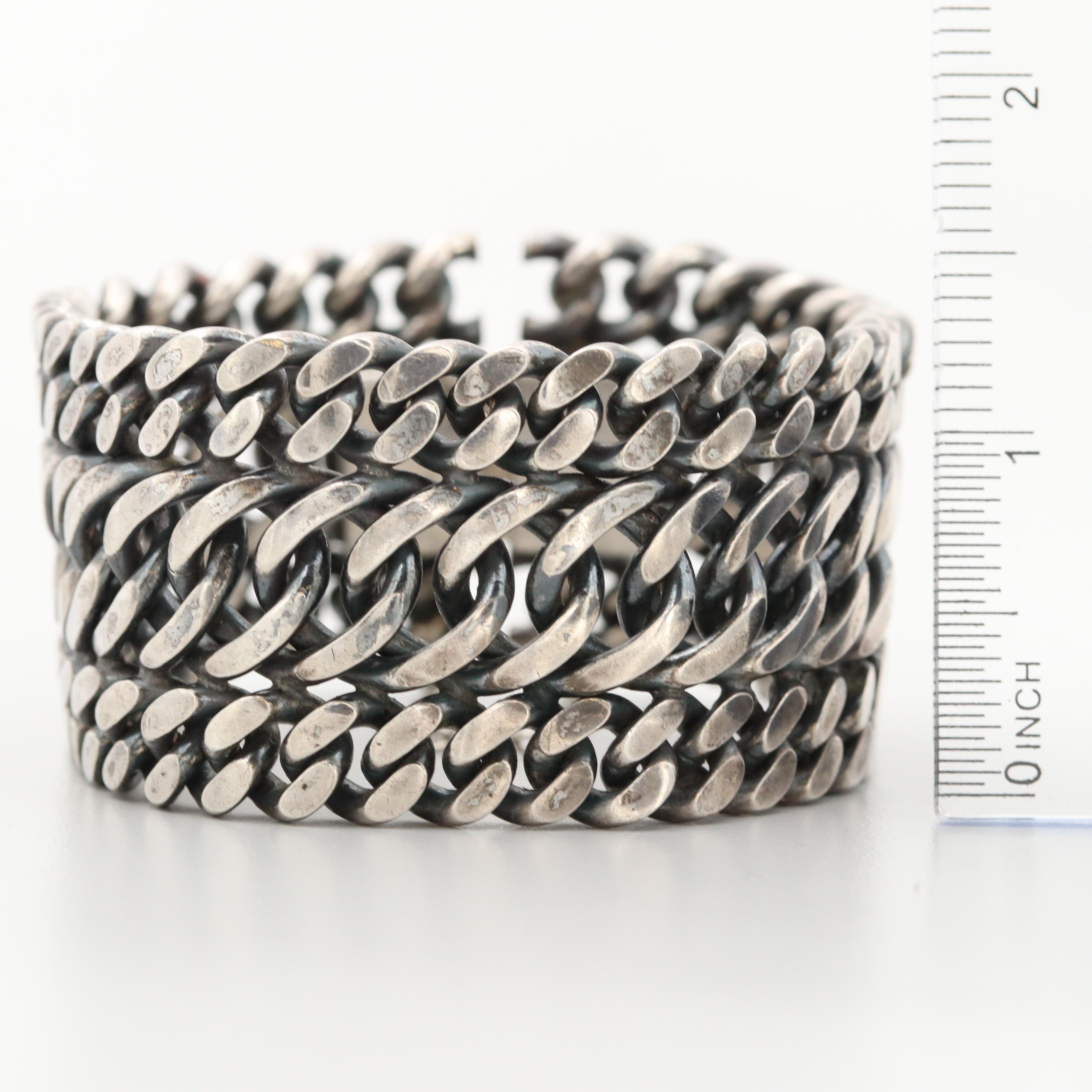 Sterling Silver Triple Curb Link Bracelet