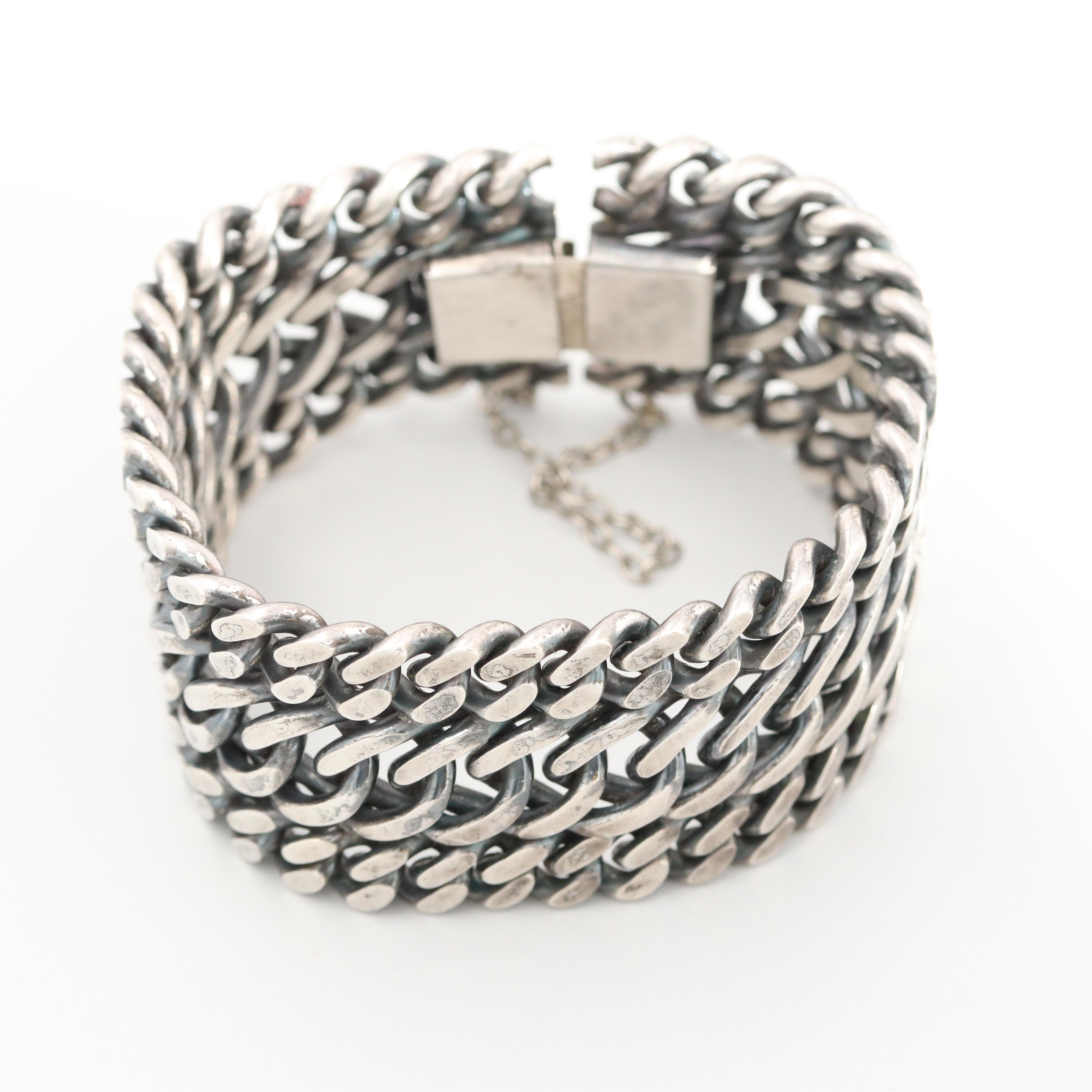 Sterling Silver Triple Curb Link Bracelet
