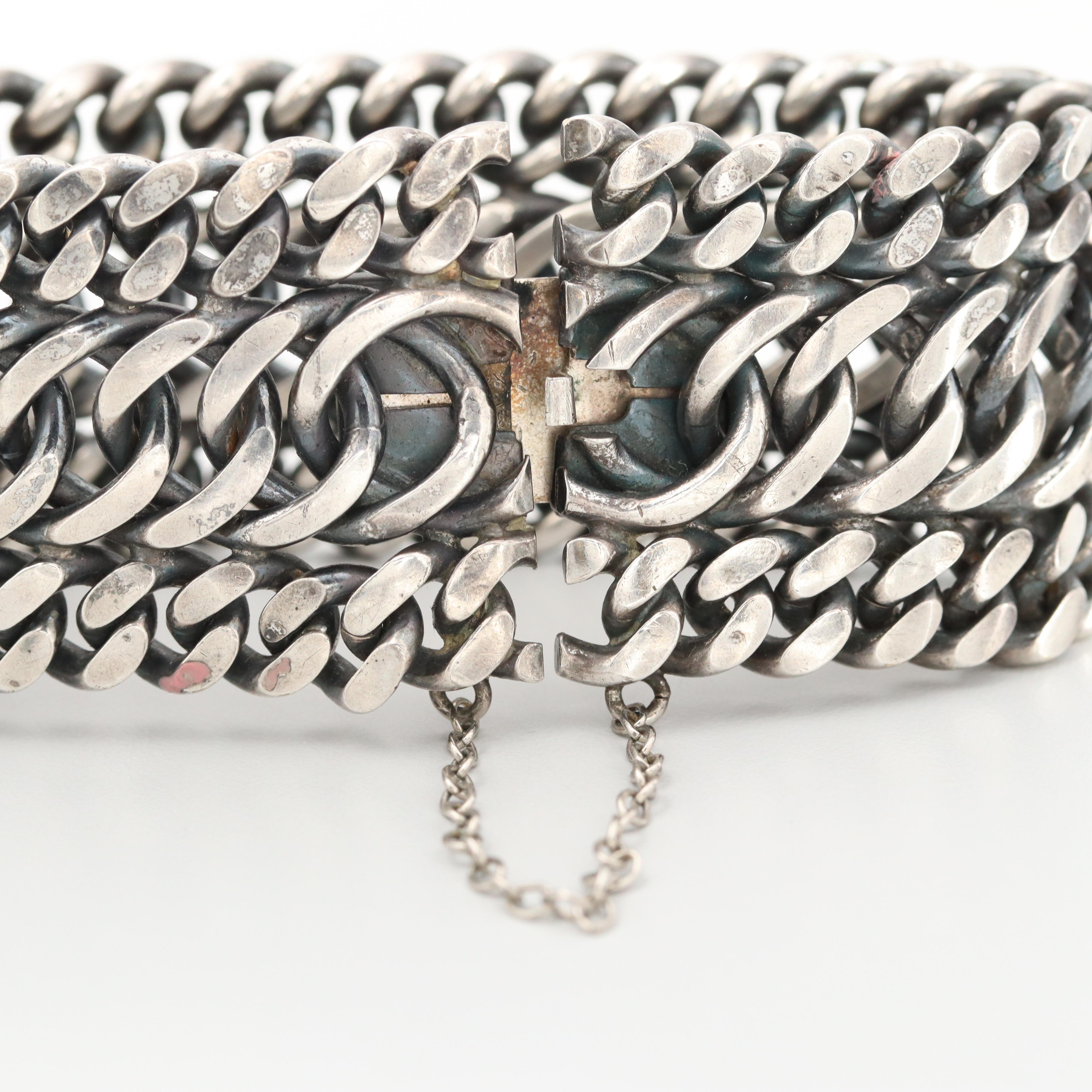 Sterling Silver Triple Curb Link Bracelet