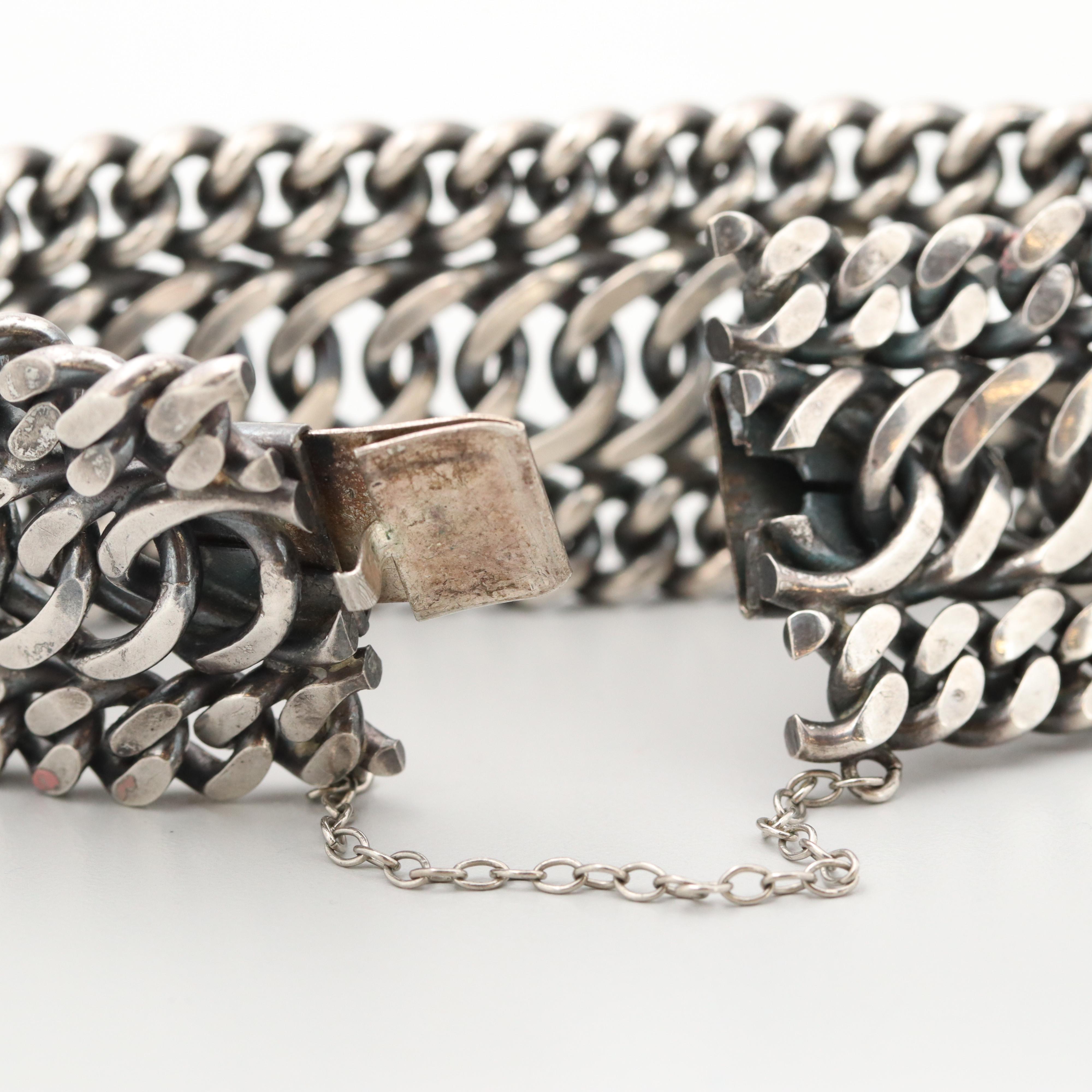 Sterling Silver Triple Curb Link Bracelet