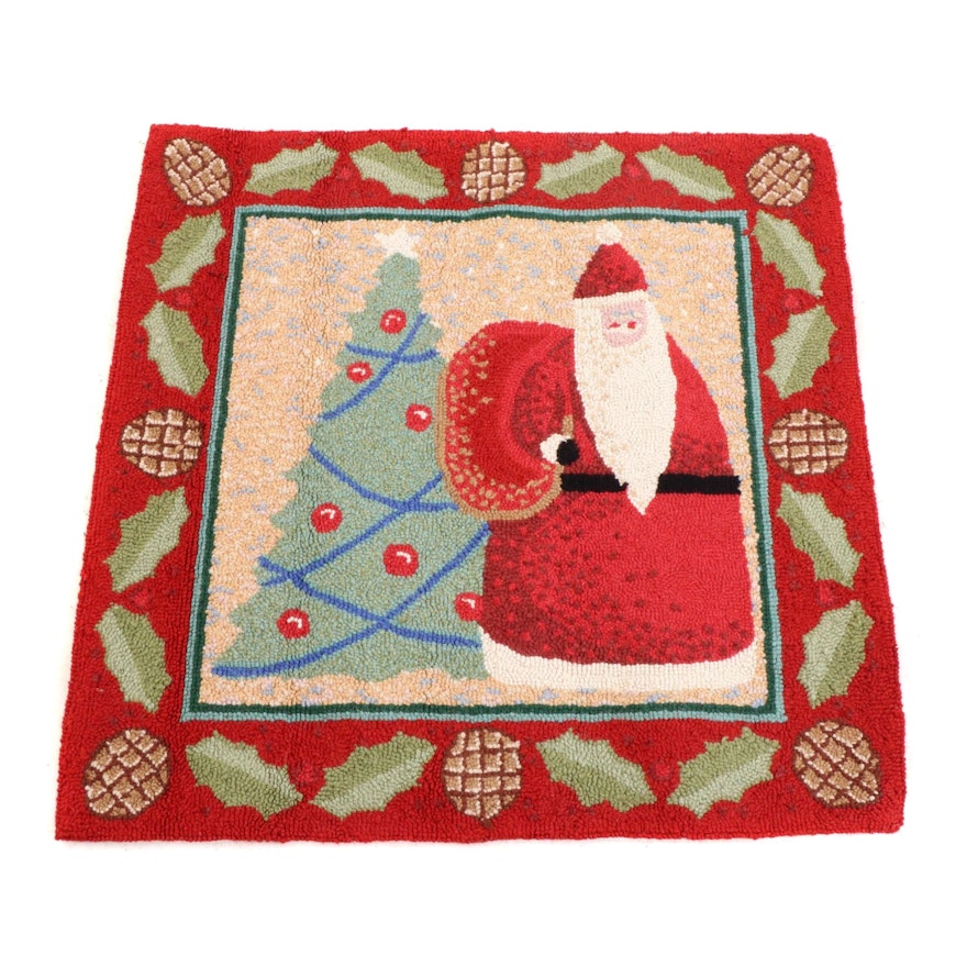 Hand-Hooked Tufted Santa Claus Wool Rug