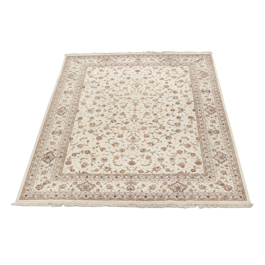Hand-Knotted Pakistani Floral Wool Area Rug