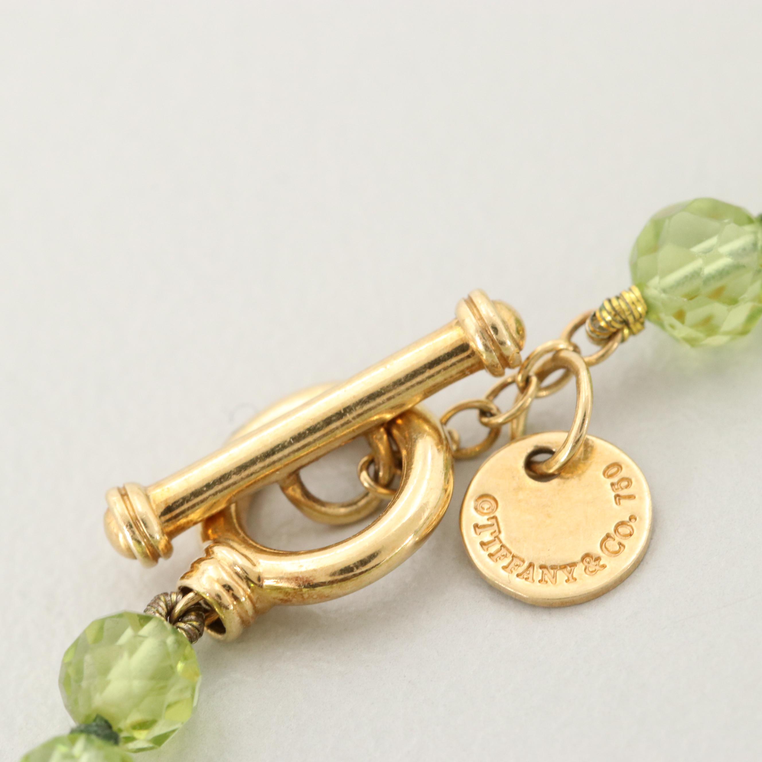 Tiffany & Co. 18K Yellow Gold Cultured Pearl and Peridot  Necklace