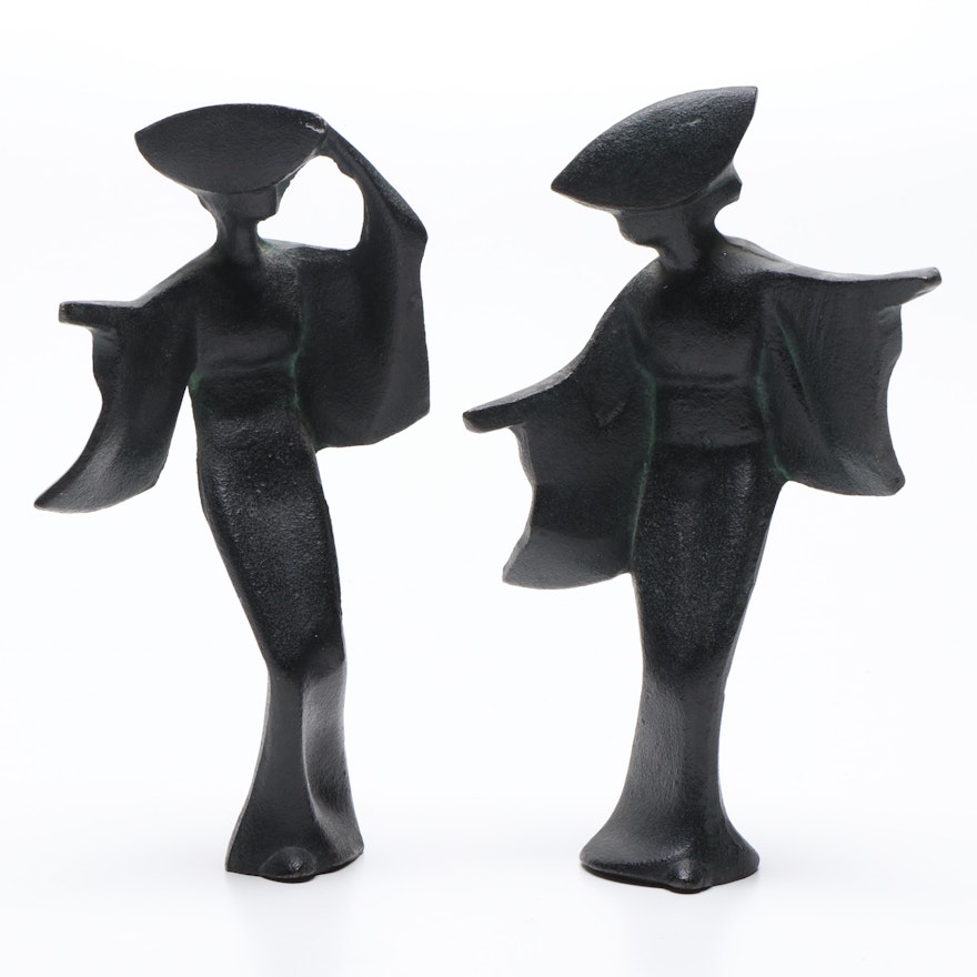 Cast Iron Japanese Figurines, Mid-Century