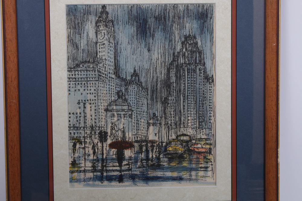George Yelich Lithograph of a Cityscape