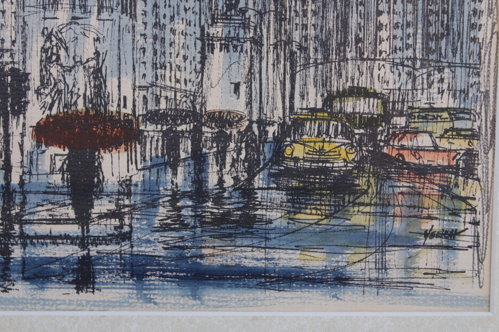 George Yelich Lithograph of a Cityscape
