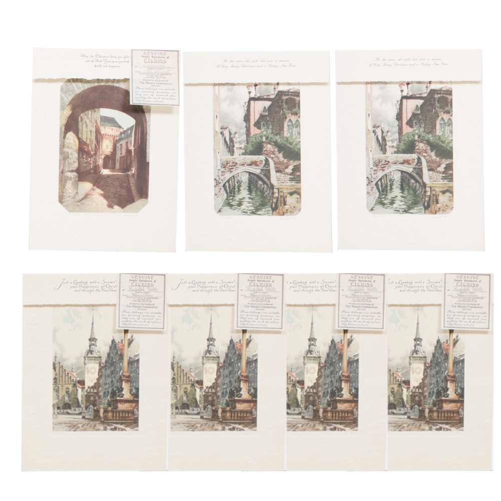 Rudolph Voits Etchings on Cast Paper Cards