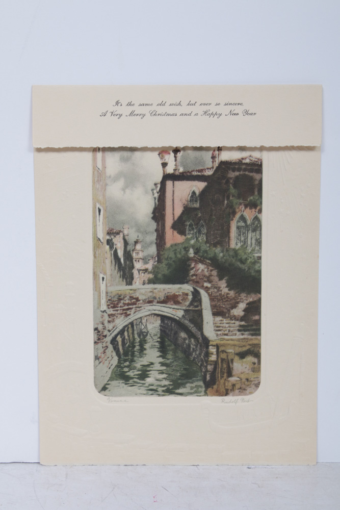 Rudolph Voits Etchings on Cast Paper Cards