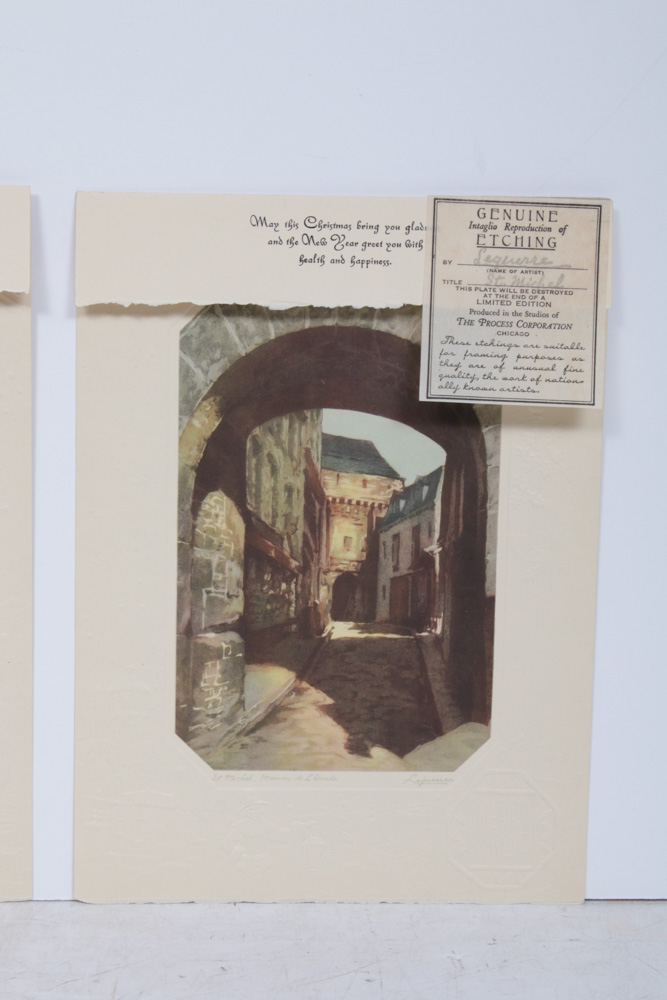 Rudolph Voits Etchings on Cast Paper Cards