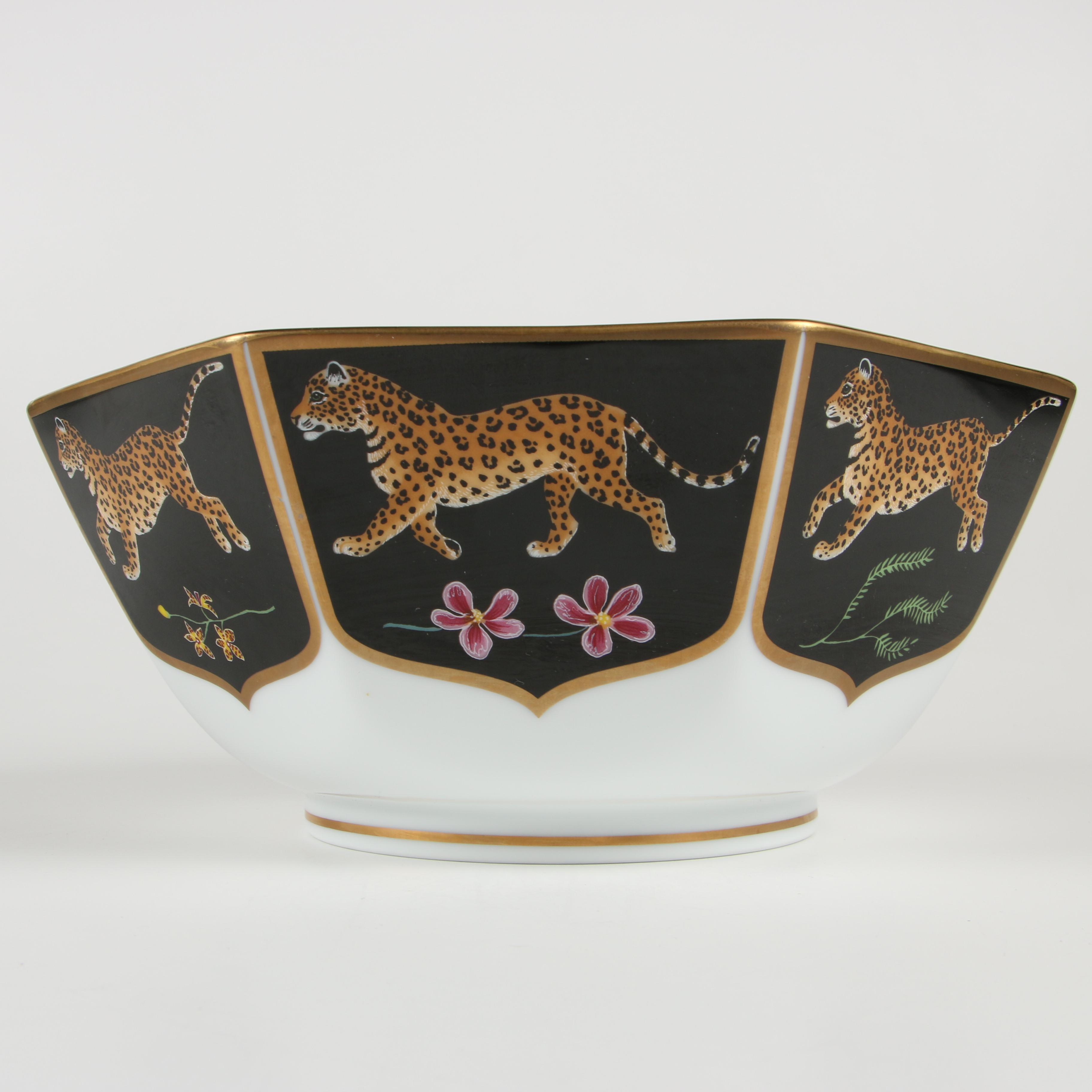 Lynn Chase "Jaguar Jungle" Porcelain Octagonal Vegetable Bowl
