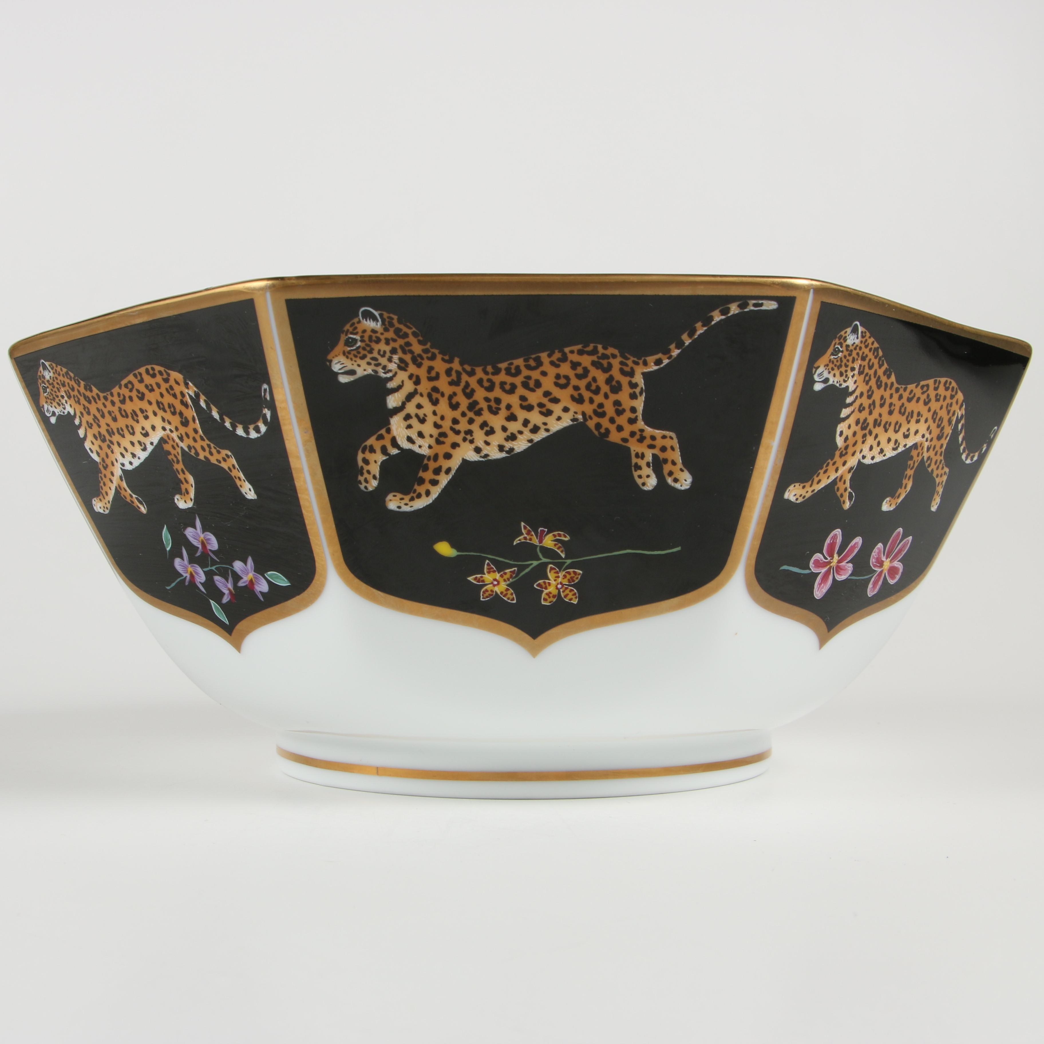 Lynn Chase "Jaguar Jungle" Porcelain Octagonal Vegetable Bowl