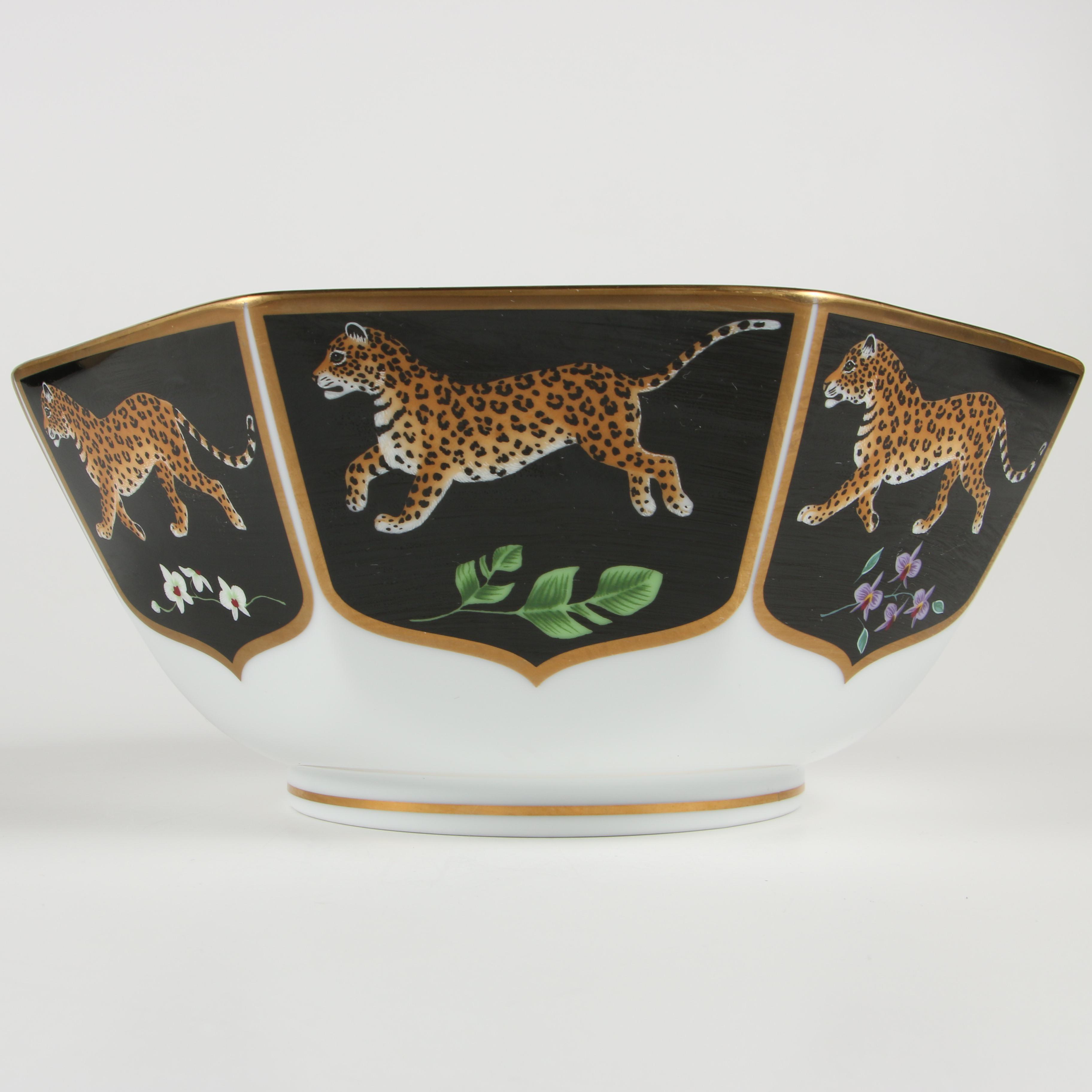 Lynn Chase "Jaguar Jungle" Porcelain Octagonal Vegetable Bowl
