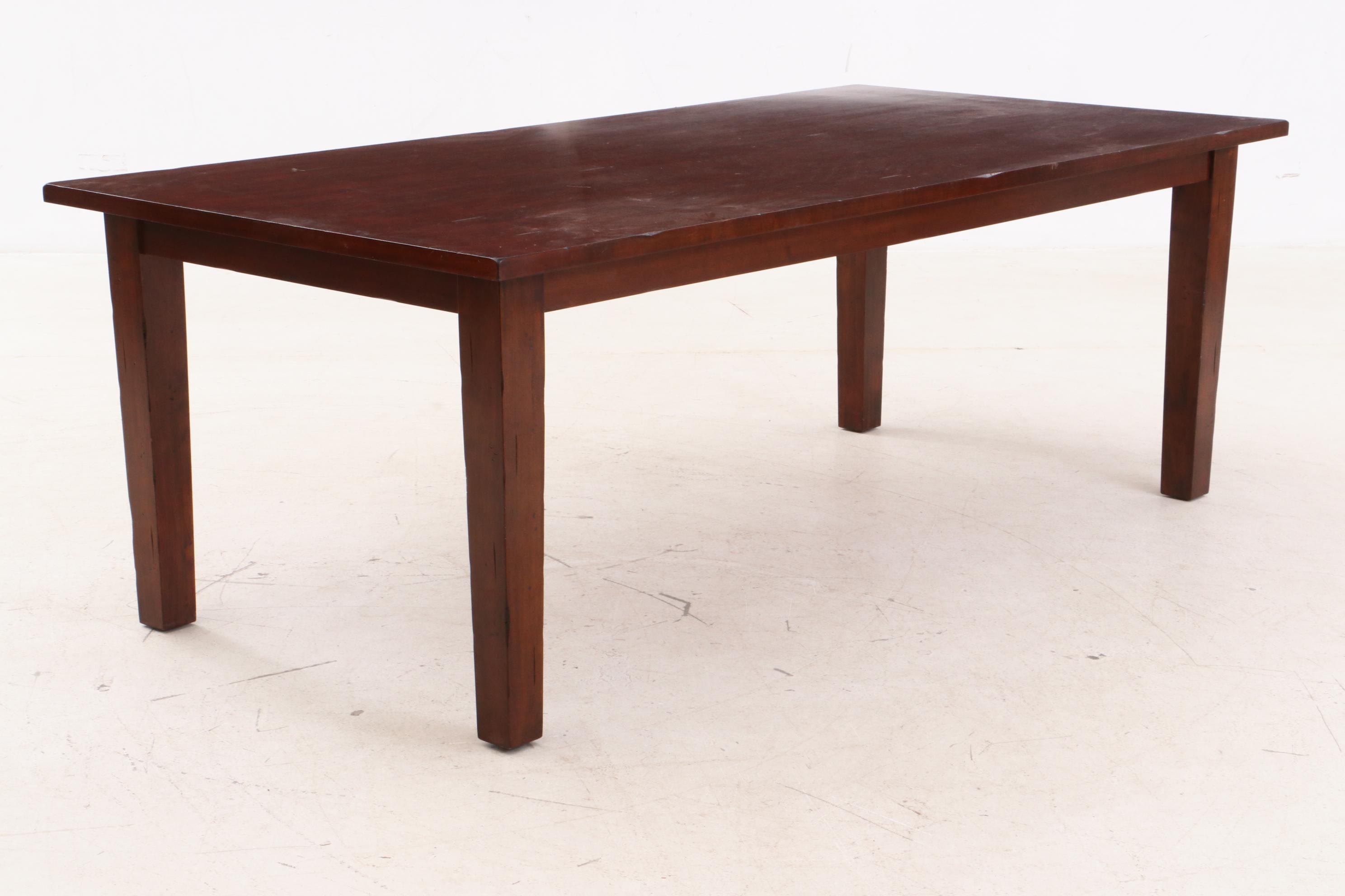 Pier 1 Leather Upholstered Chairs and Mahogany Wooden Table