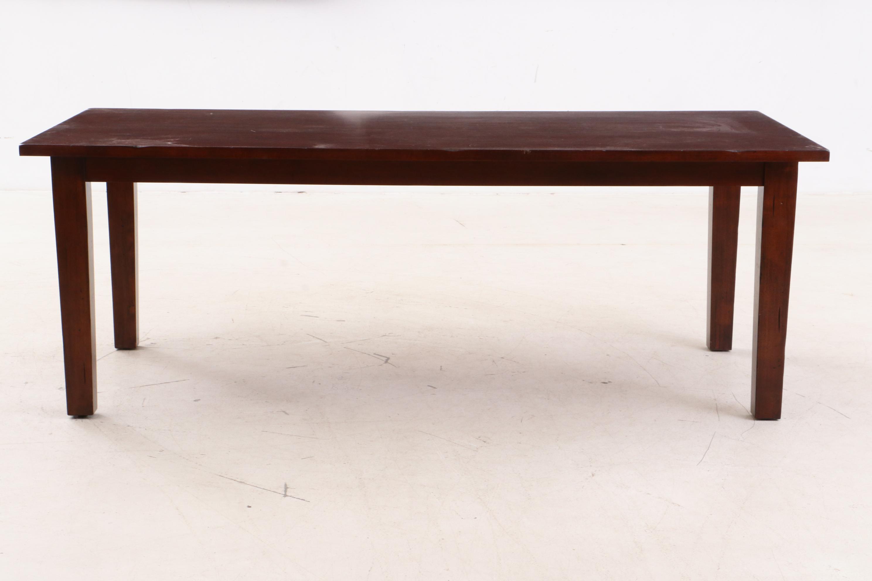 Pier 1 Leather Upholstered Chairs and Mahogany Wooden Table