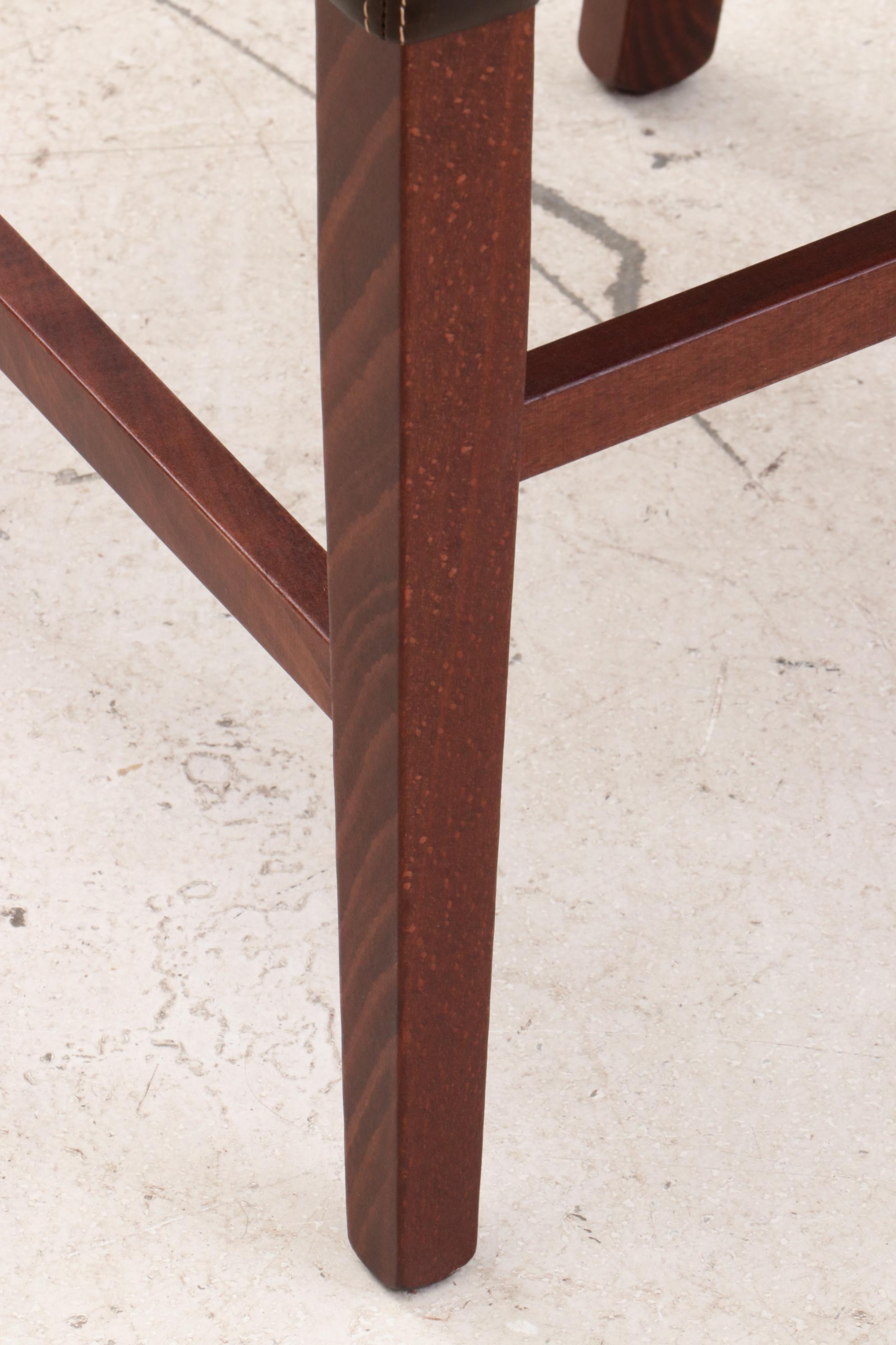 Pier 1 Leather Upholstered Chairs and Mahogany Wooden Table