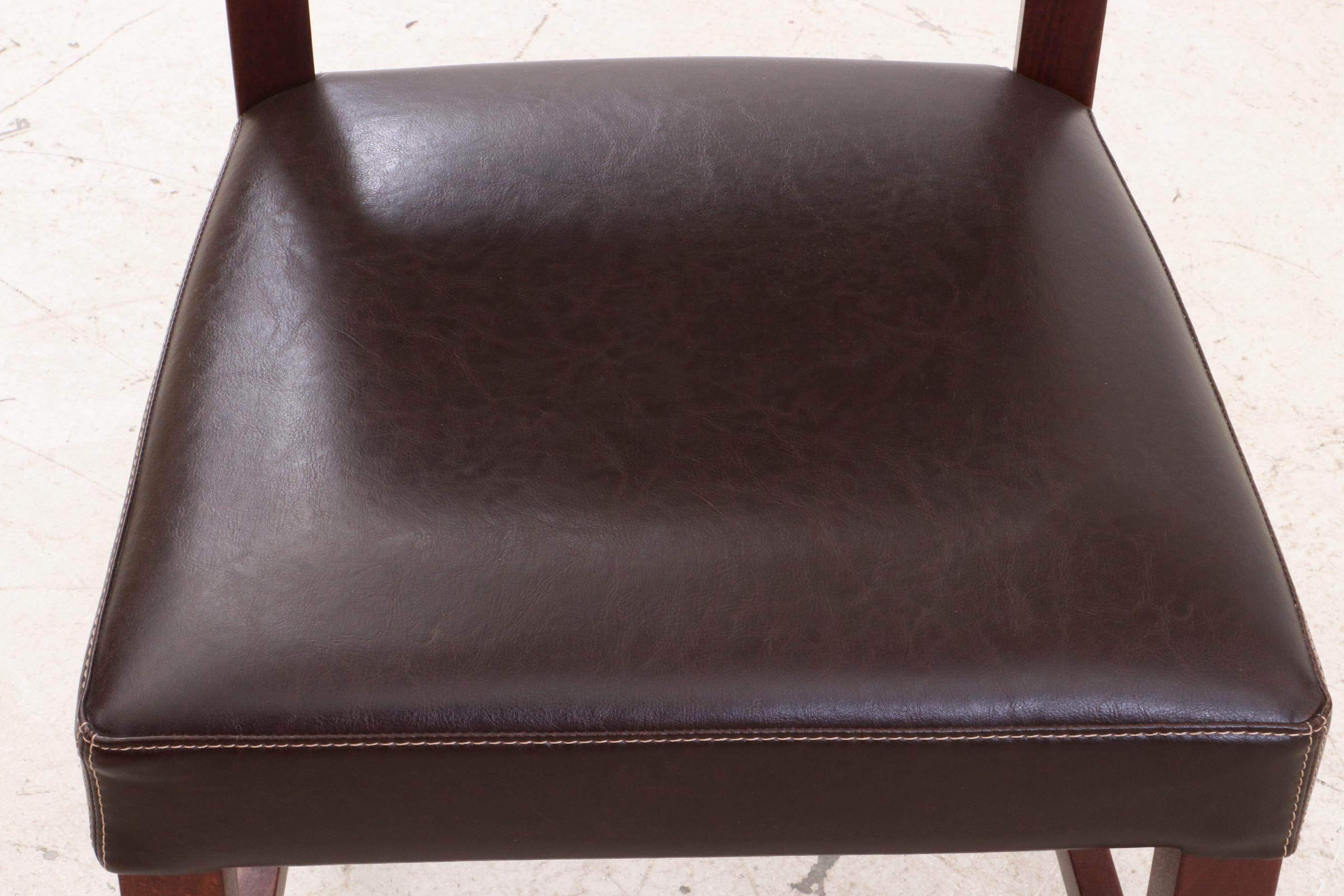Pier 1 Leather Upholstered Chairs and Mahogany Wooden Table