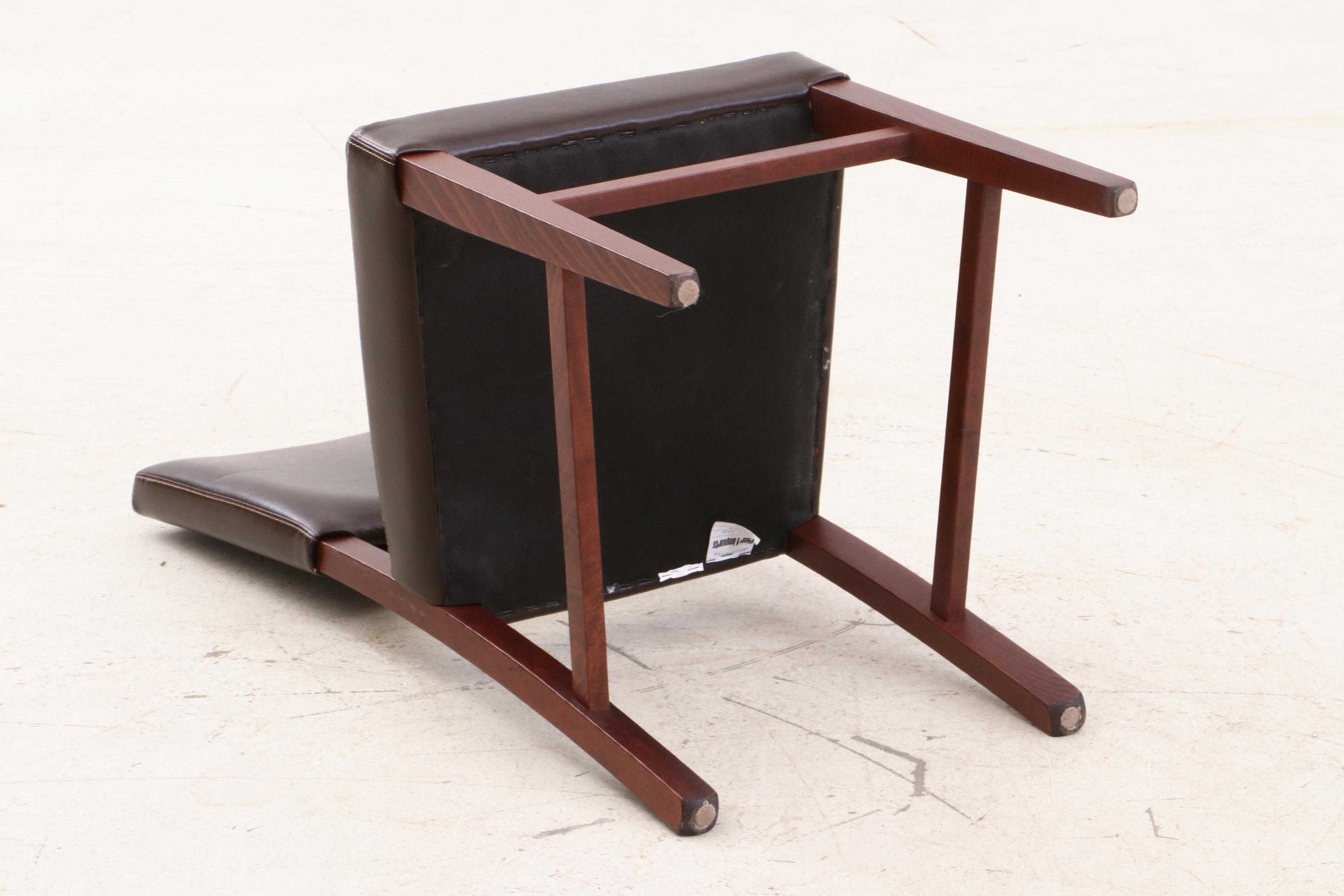 Pier 1 Leather Upholstered Chairs and Mahogany Wooden Table