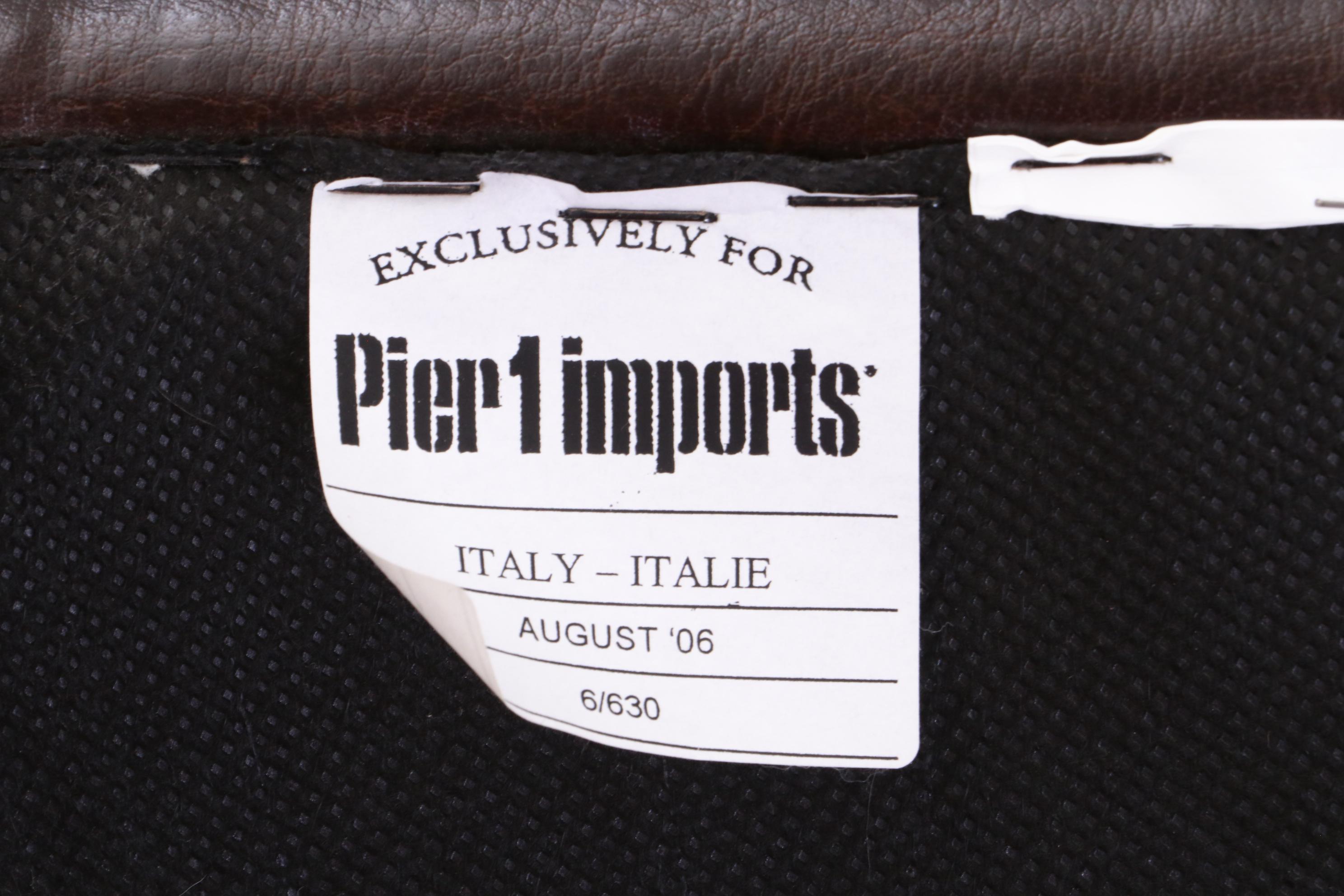 Pier 1 Leather Upholstered Chairs and Mahogany Wooden Table