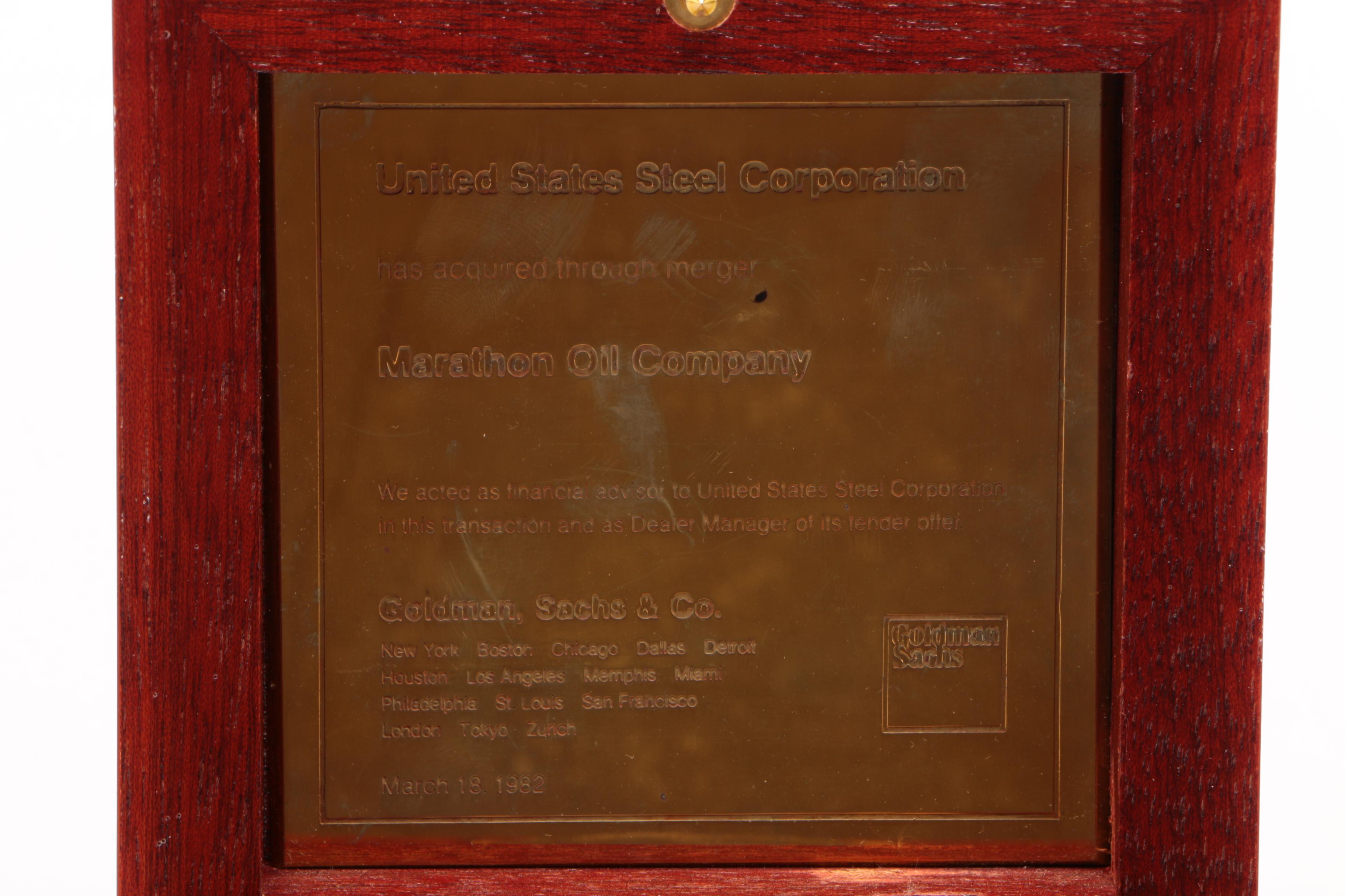 Tiffany & Co. Brass and Mahogany Desk Clock, 1982