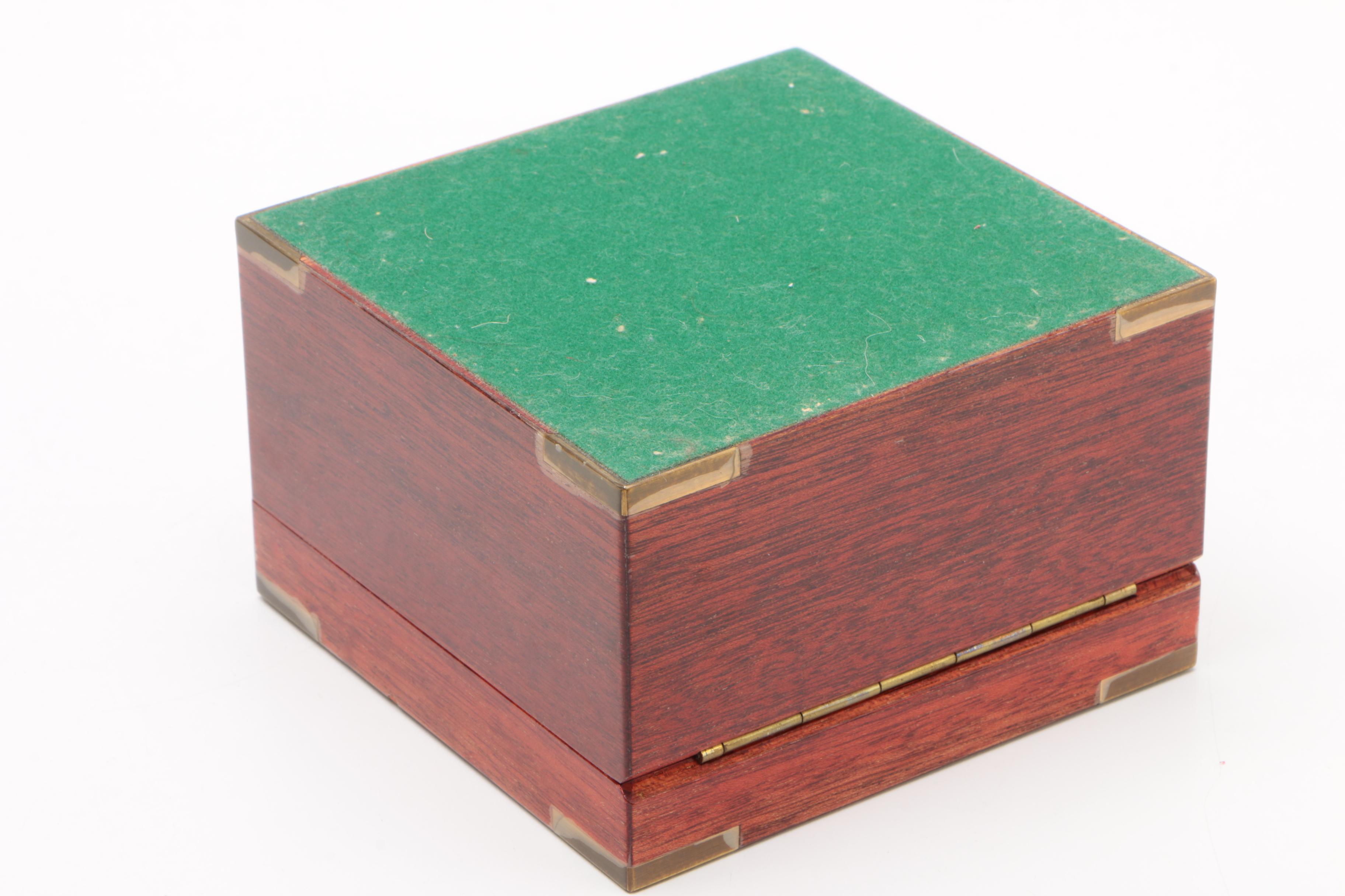 Tiffany & Co. Brass and Mahogany Desk Clock, 1982