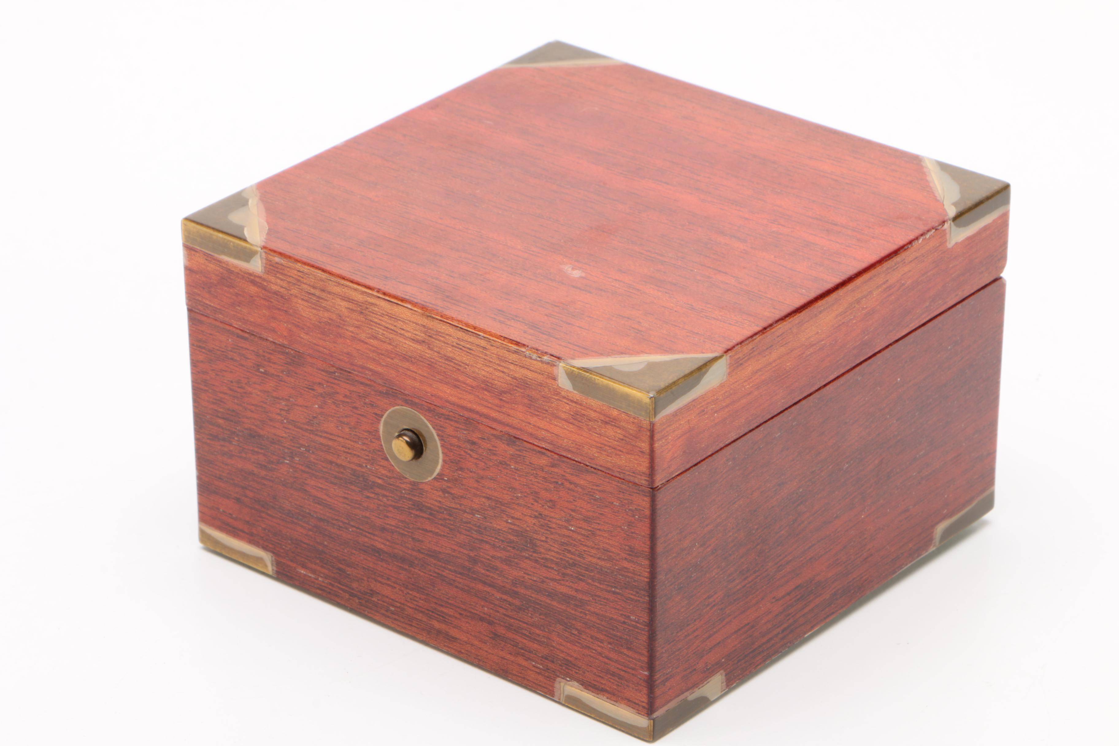 Tiffany & Co. Brass and Mahogany Desk Clock, 1982