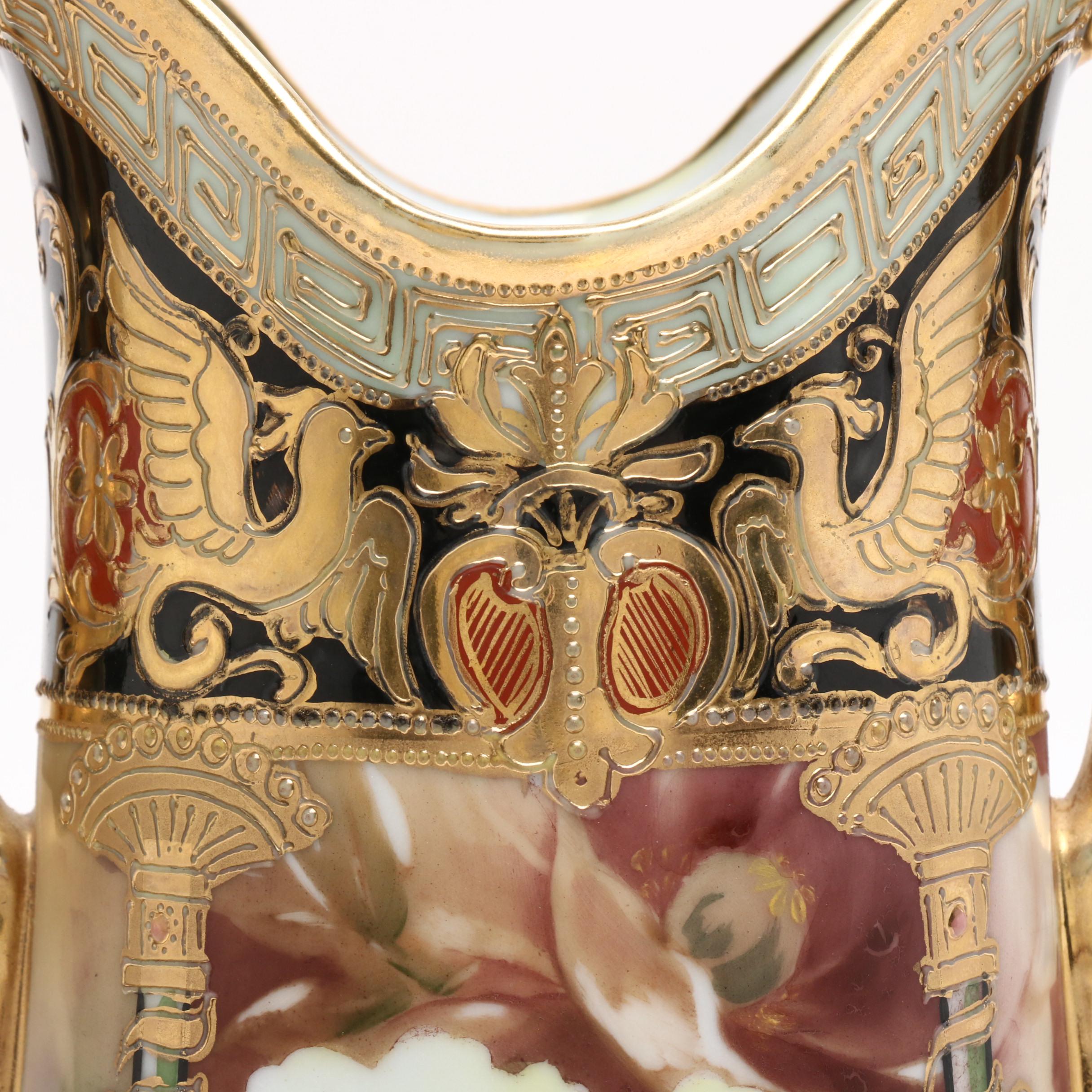 Morimura Bros. Japanese Porcelain Phoenix and Griffin Floral Vase