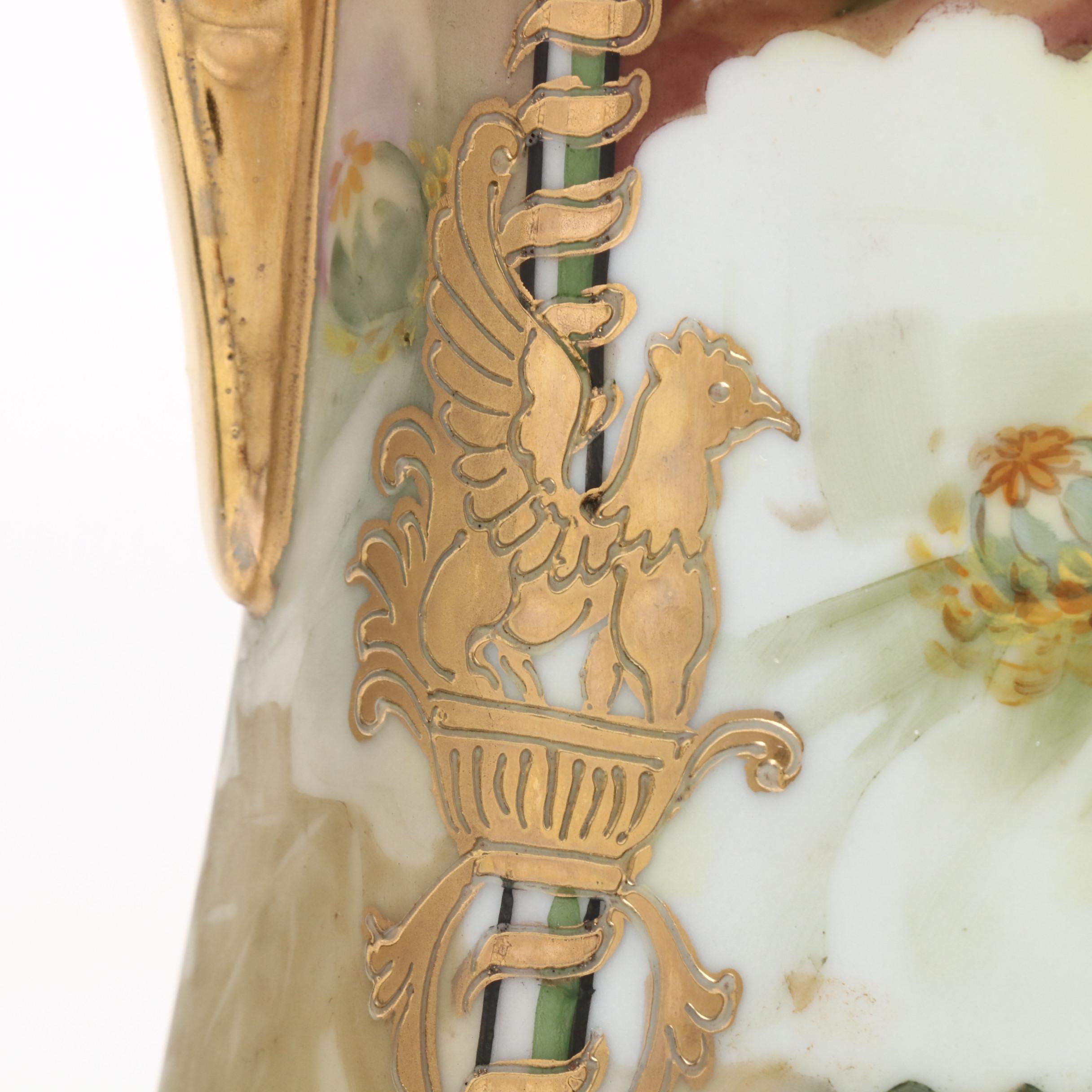Morimura Bros. Japanese Porcelain Phoenix and Griffin Floral Vase