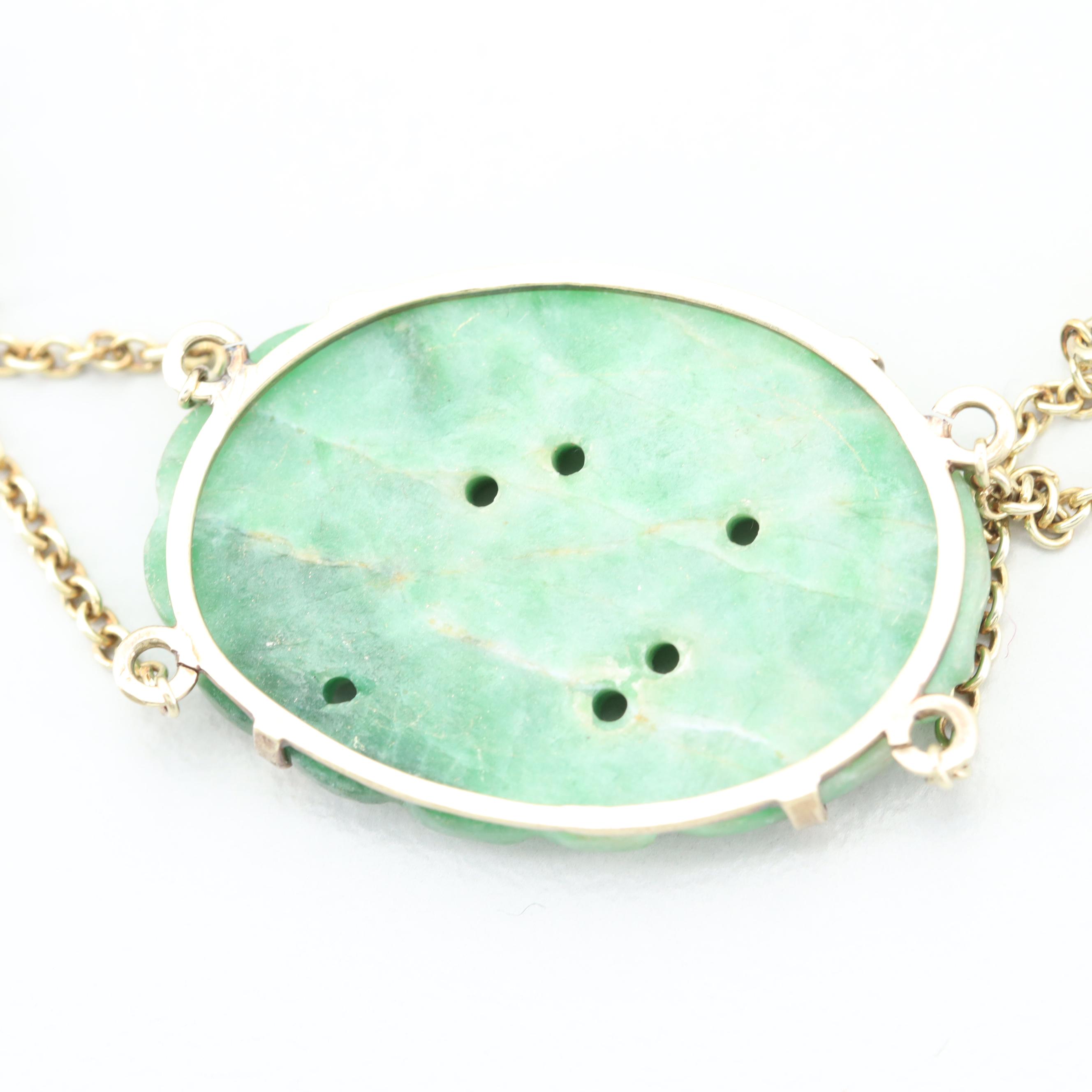 14K Yellow Gold Jadeite and Nephrite Bracelet