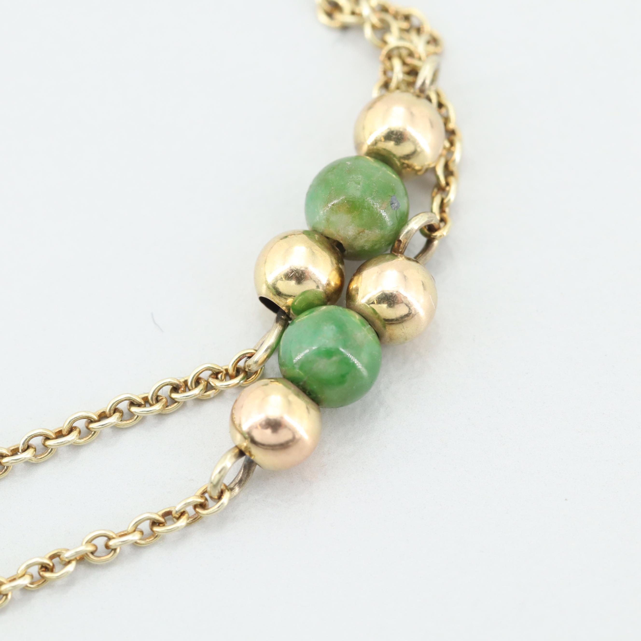 14K Yellow Gold Jadeite and Nephrite Bracelet