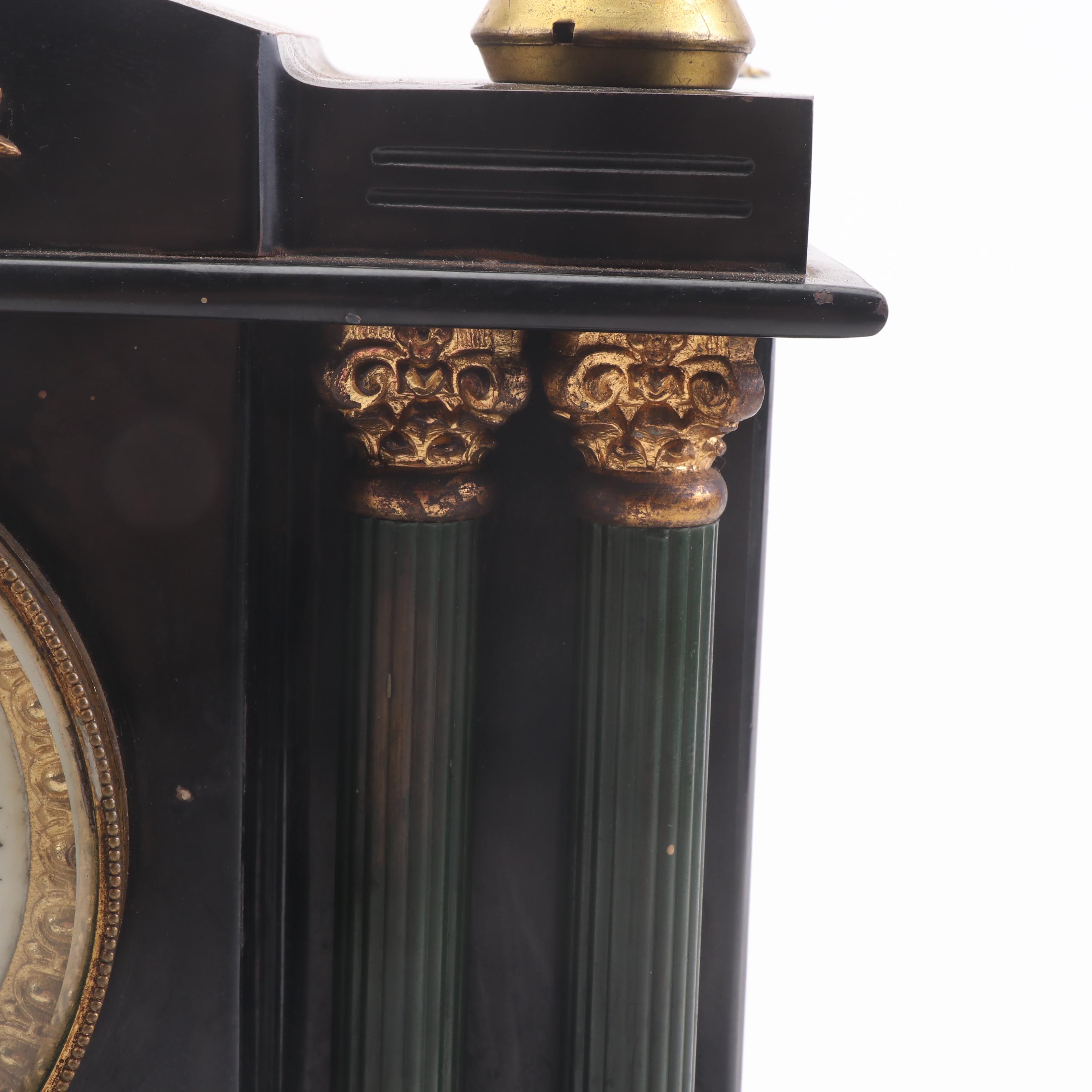 Ansonia Porcelain Face Cast Iron Mantel Clock, Early 20th Century