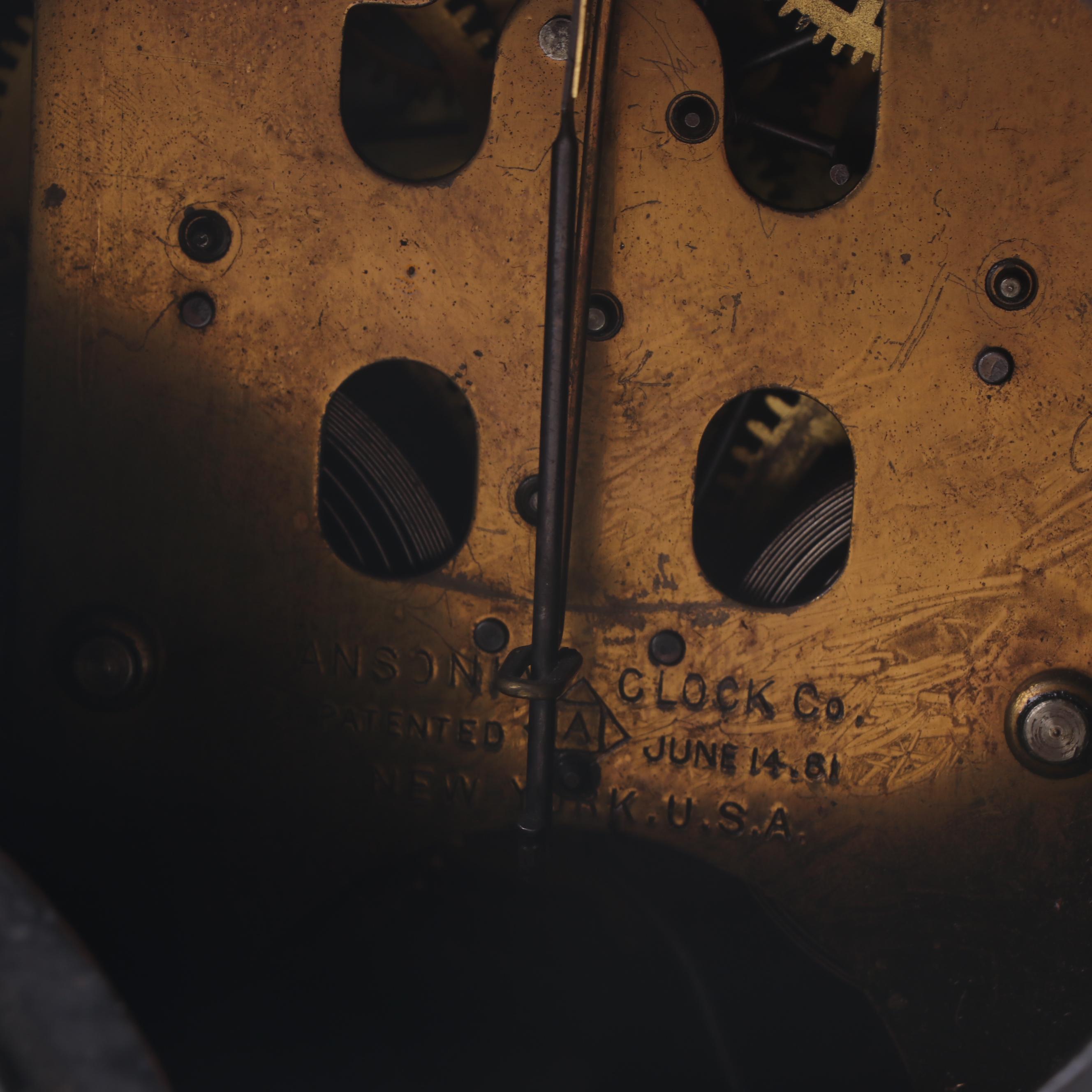 Ansonia Porcelain Face Cast Iron Mantel Clock, Early 20th Century