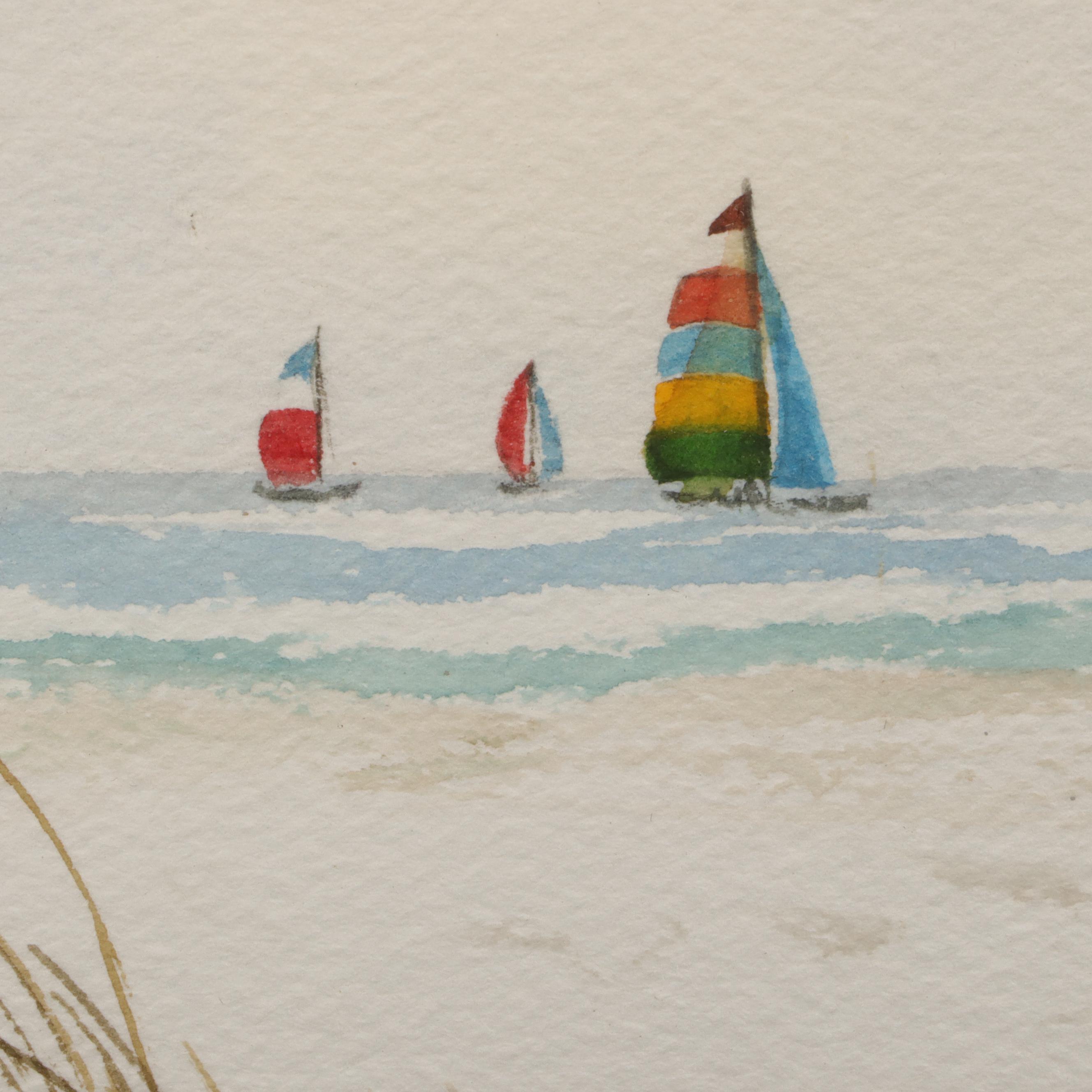 Willoweise Langham Landscape Watercolor Painting of Coastal Scene