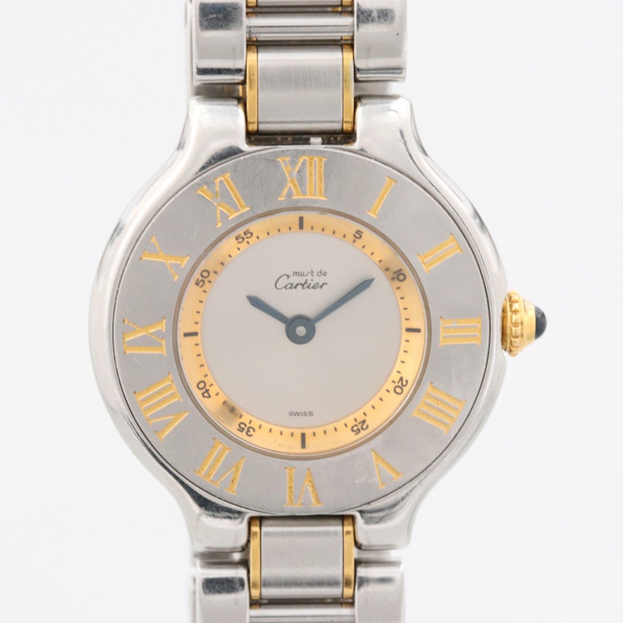 Cartier Must de Cartier 21 Stainless Steel and 18K Gold Quartz Wristwatch