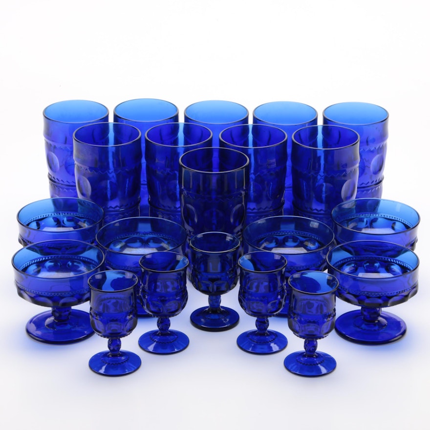 Cobalt Blue Pressed Glass Drinkware