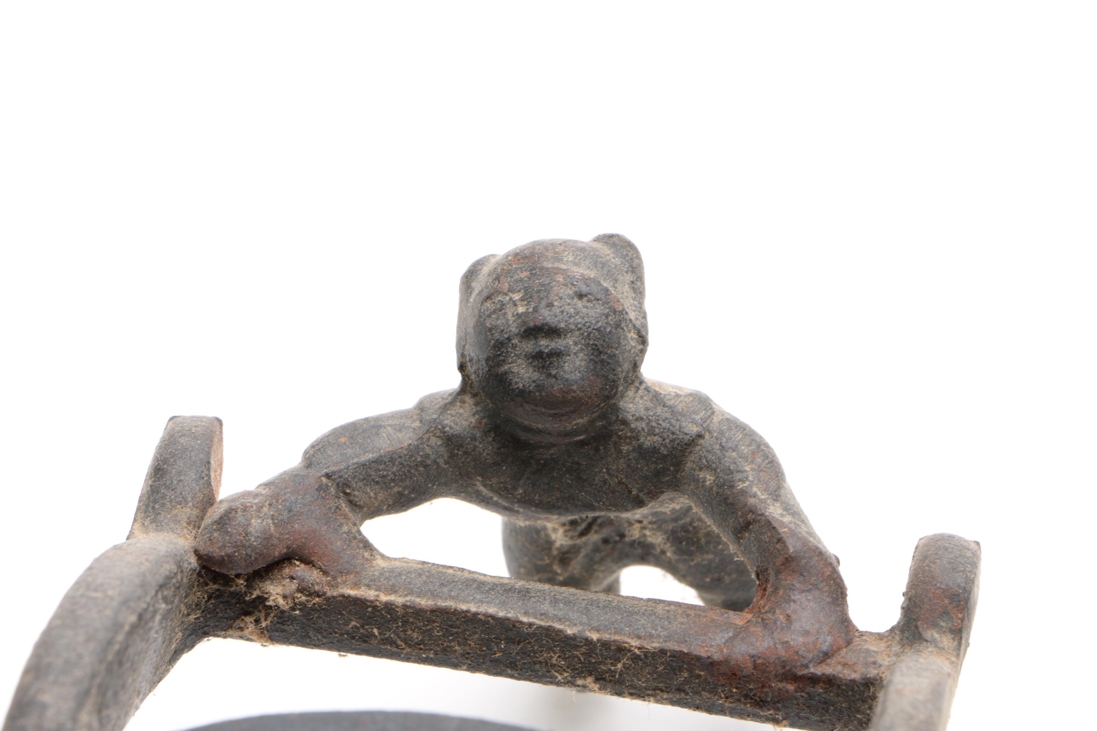 Japanese Cast Iron Flower Cart Ikebana Vase, 20th Century