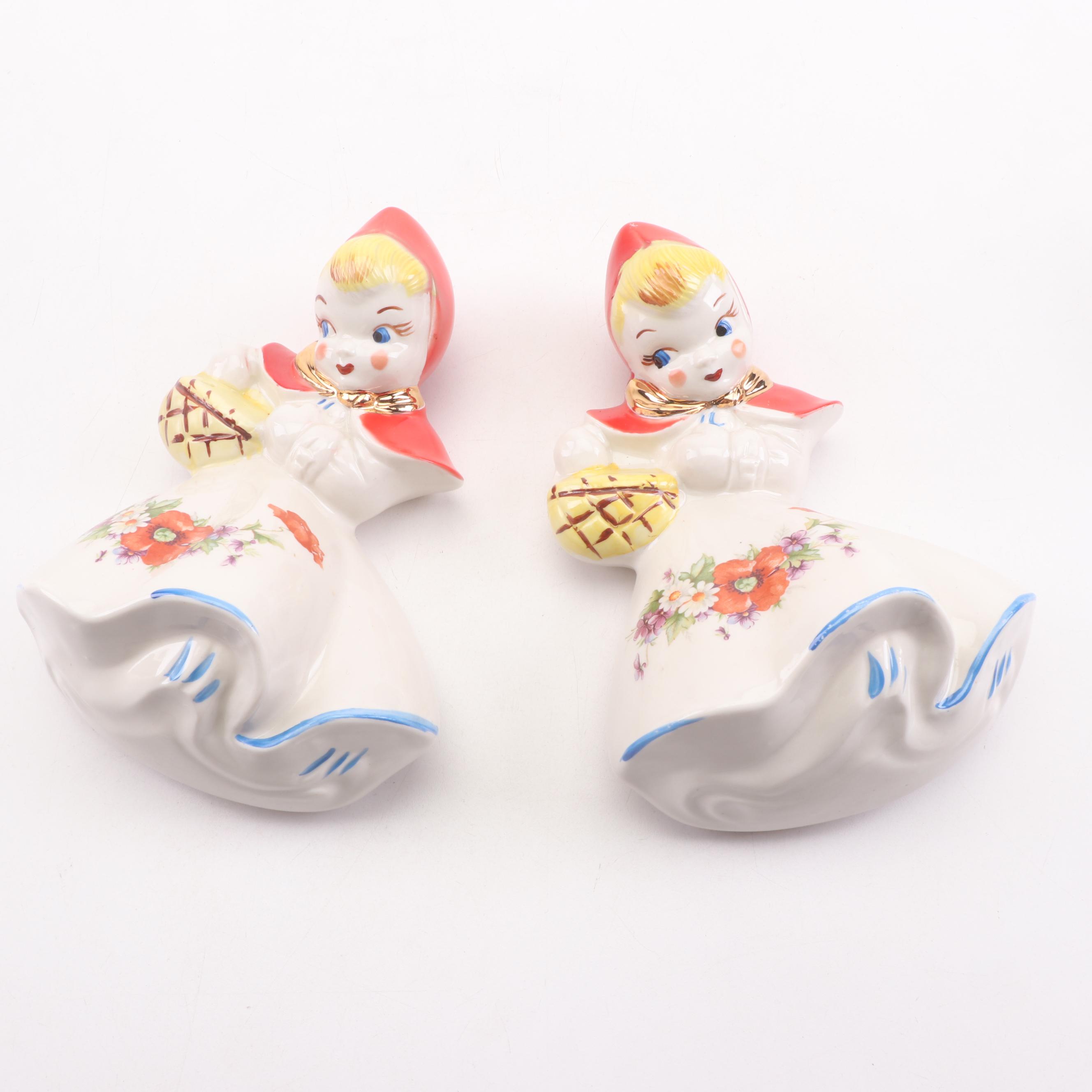 Hull Style Ceramic Little Red Riding Hood Table Lamp with Other Tableware