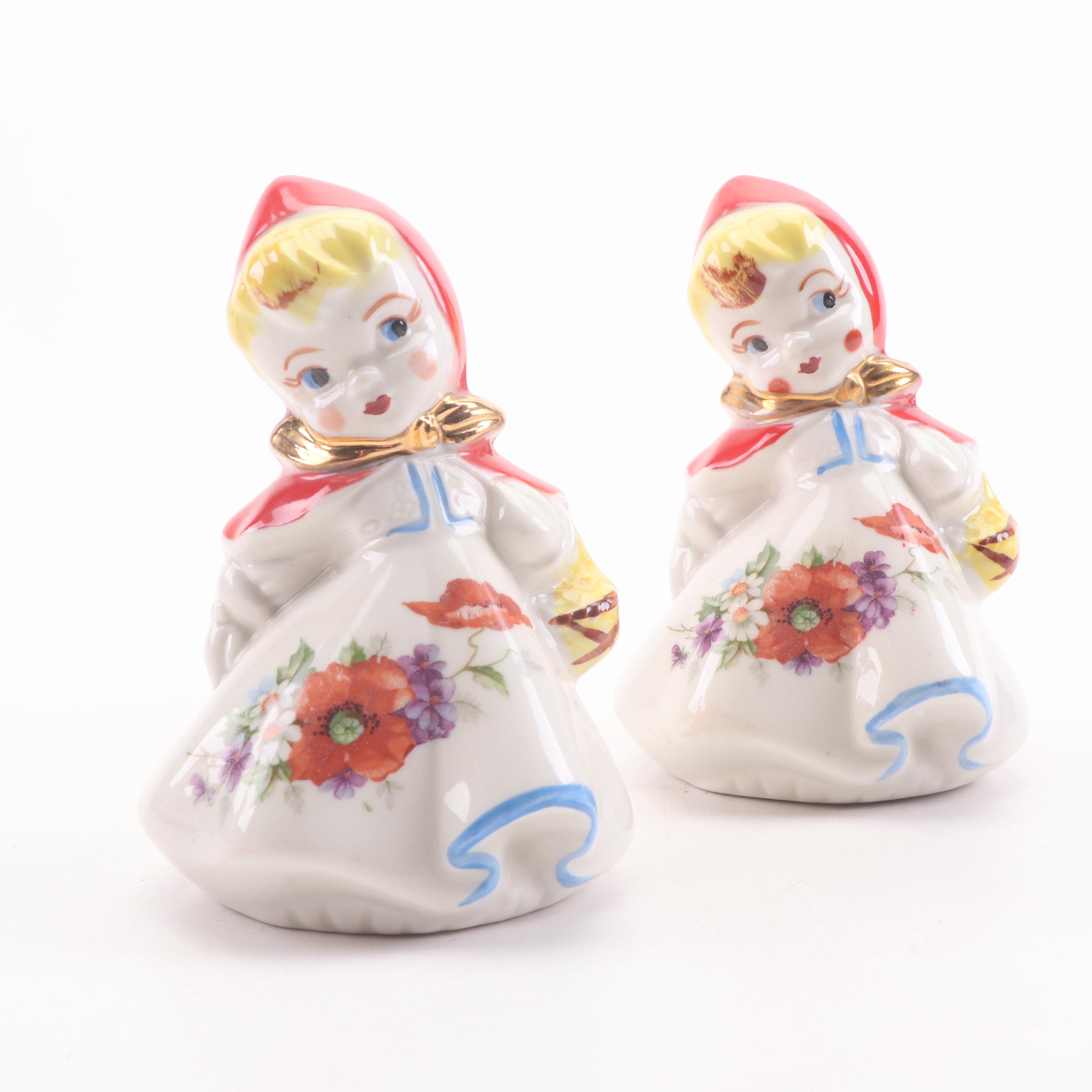 Hull Style Ceramic Little Red Riding Hood Table Lamp with Other Tableware