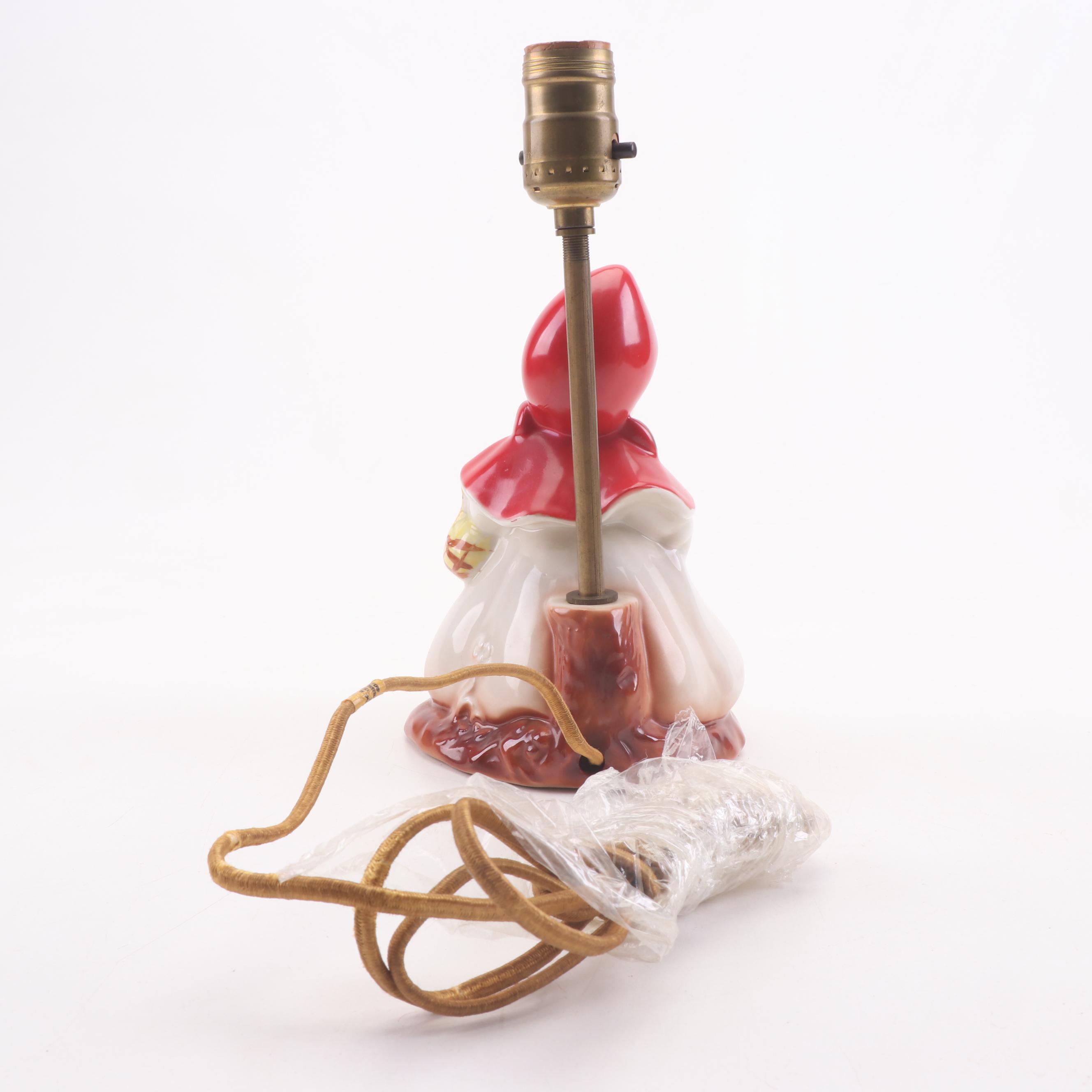 Hull Style Ceramic Little Red Riding Hood Table Lamp with Other Tableware