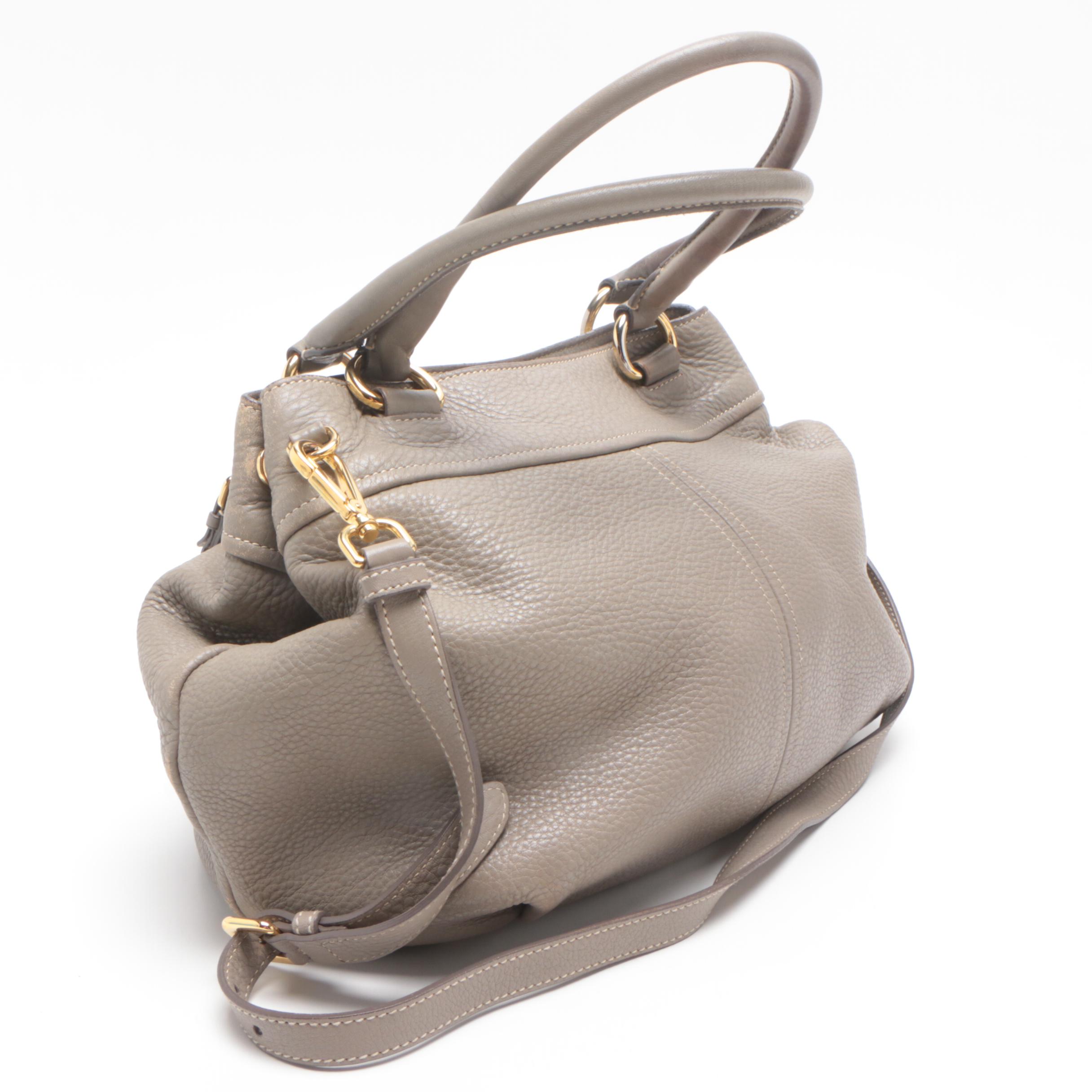Prada Grey Pebbled Daino Leather Shoulder Bag