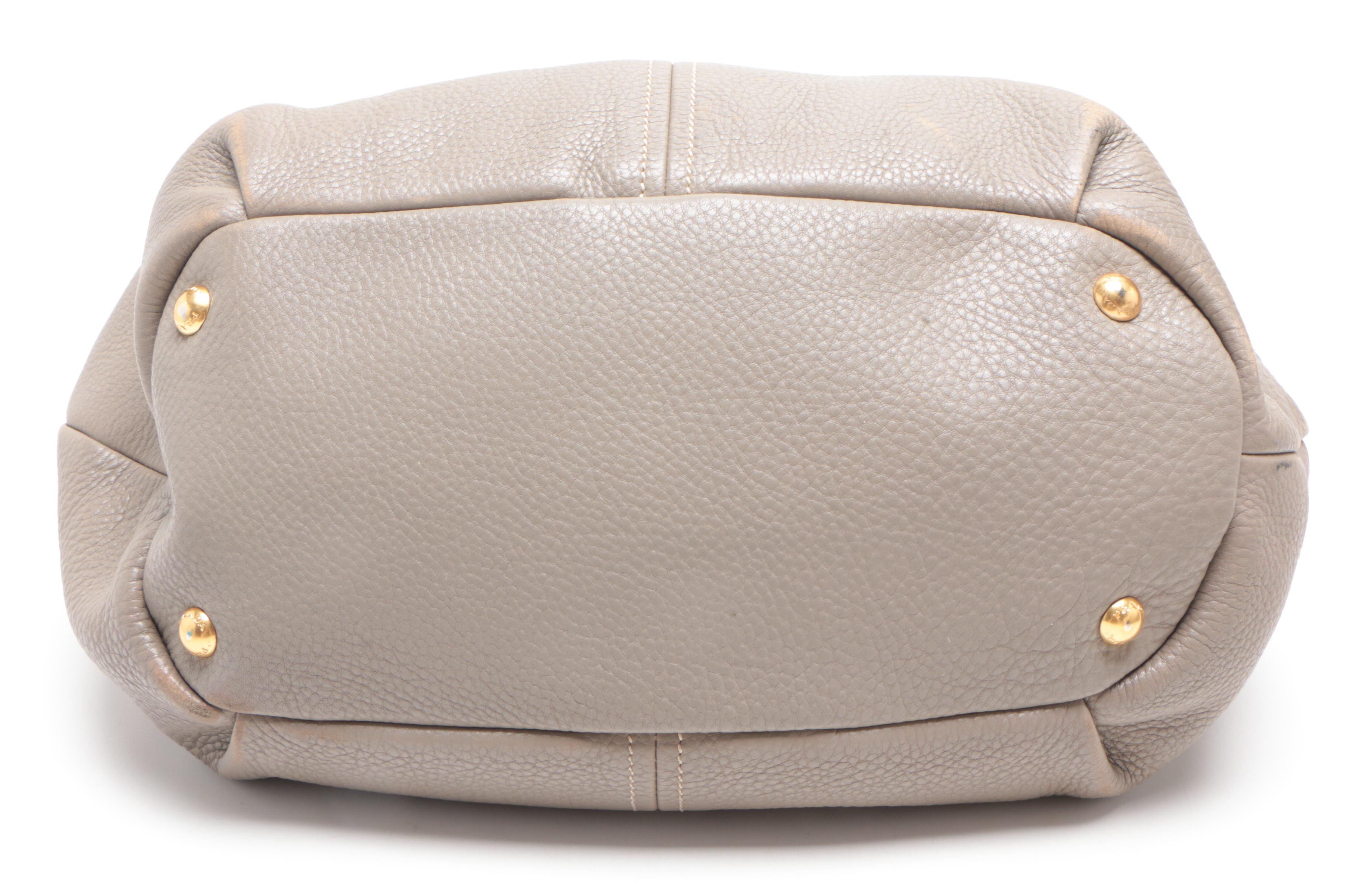 Prada Grey Pebbled Daino Leather Shoulder Bag
