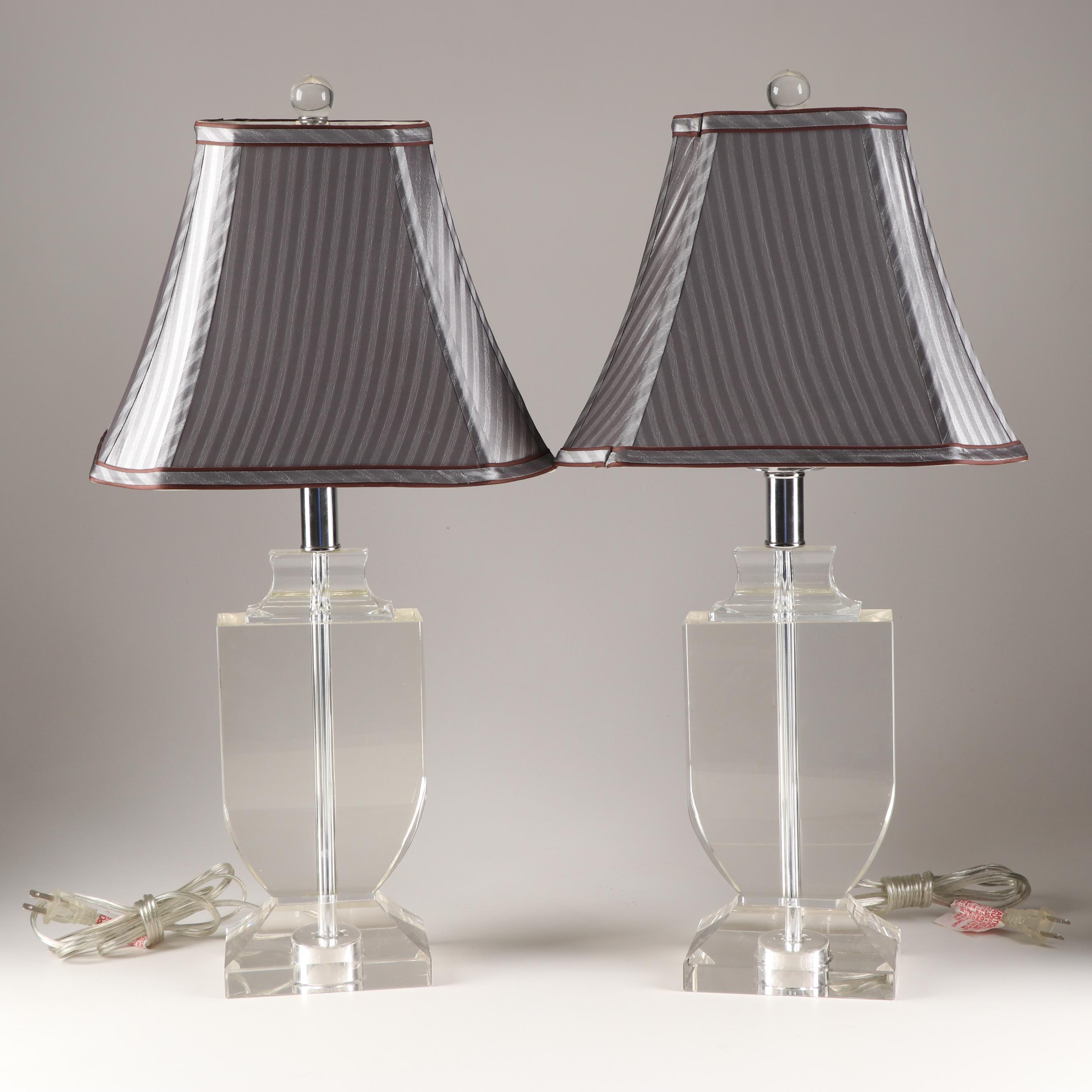 Glass Urn Form Table Lamps, Contemporary