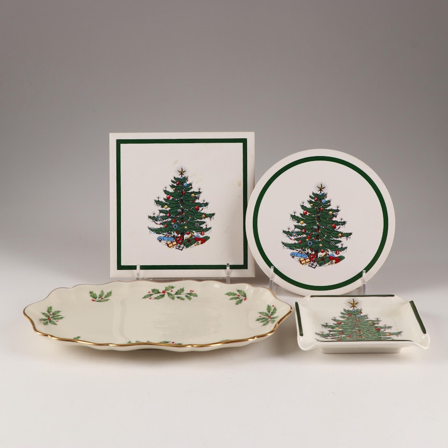 Christmas China Featuring Lenox "Holiday" and Cuthbertson "Christmas Tree"