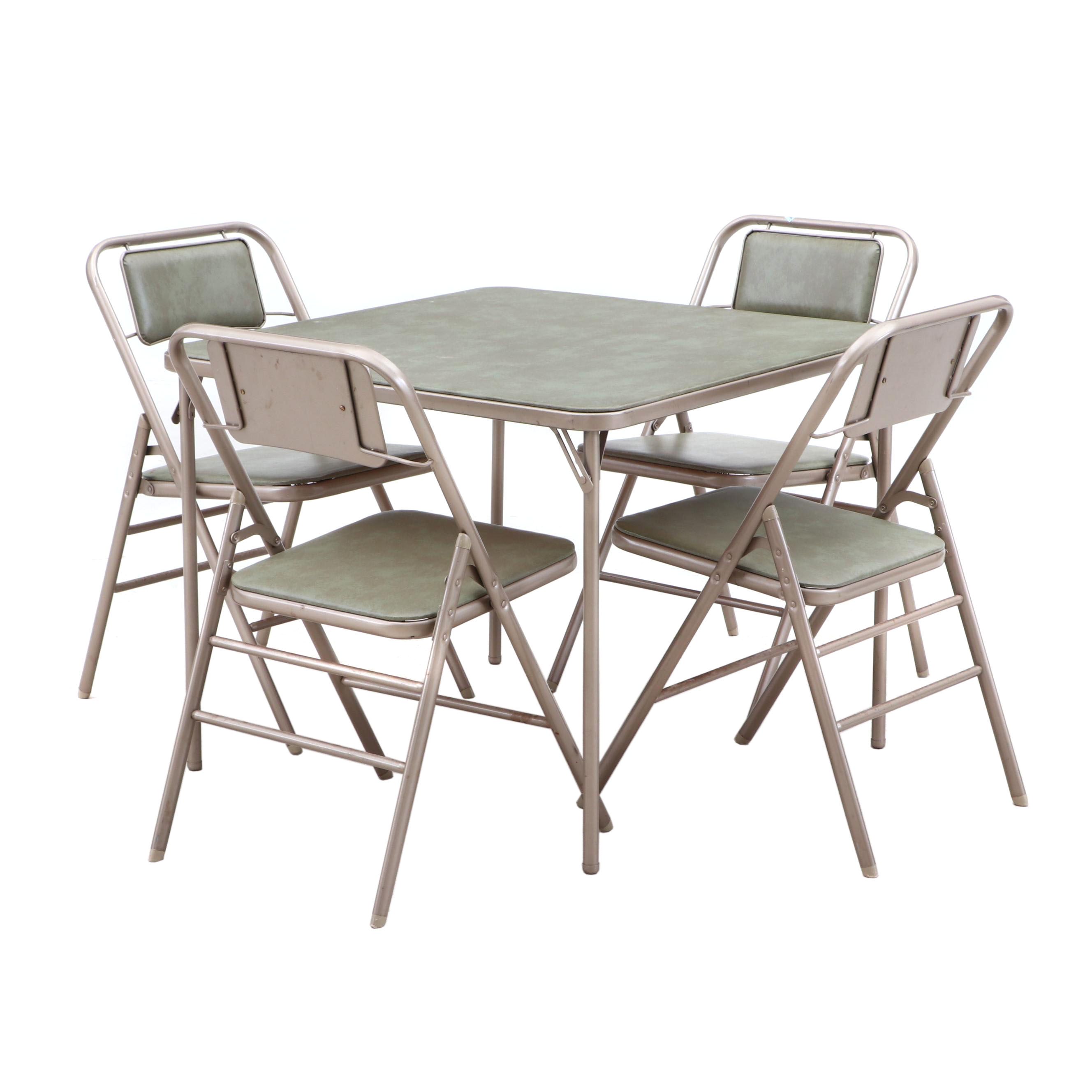 Samsonite Metal and Vinyl Folding Card Table and Chairs EBTH