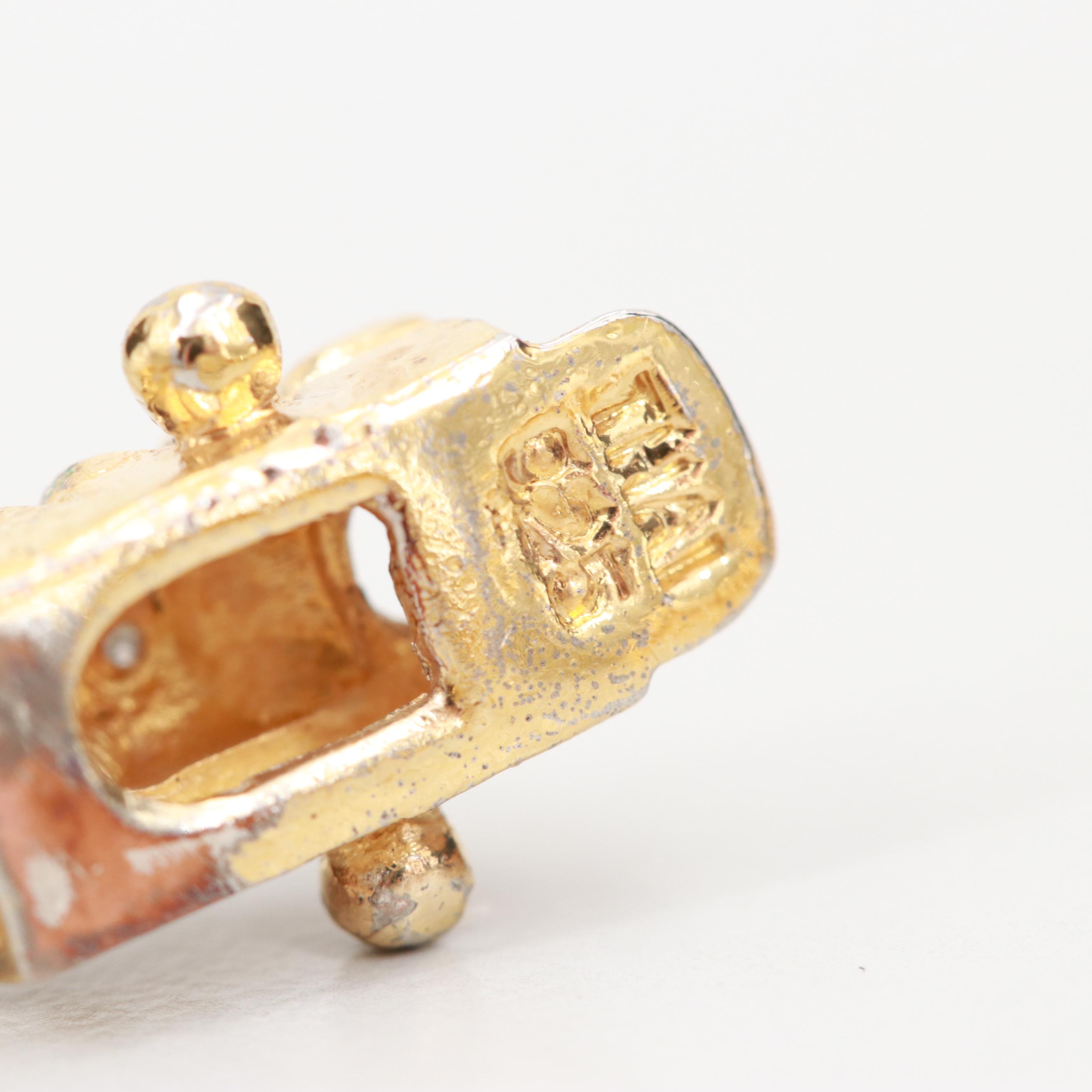 Gold Wash and Sterling Silver Bracelet with Aquamarine and Diamonds