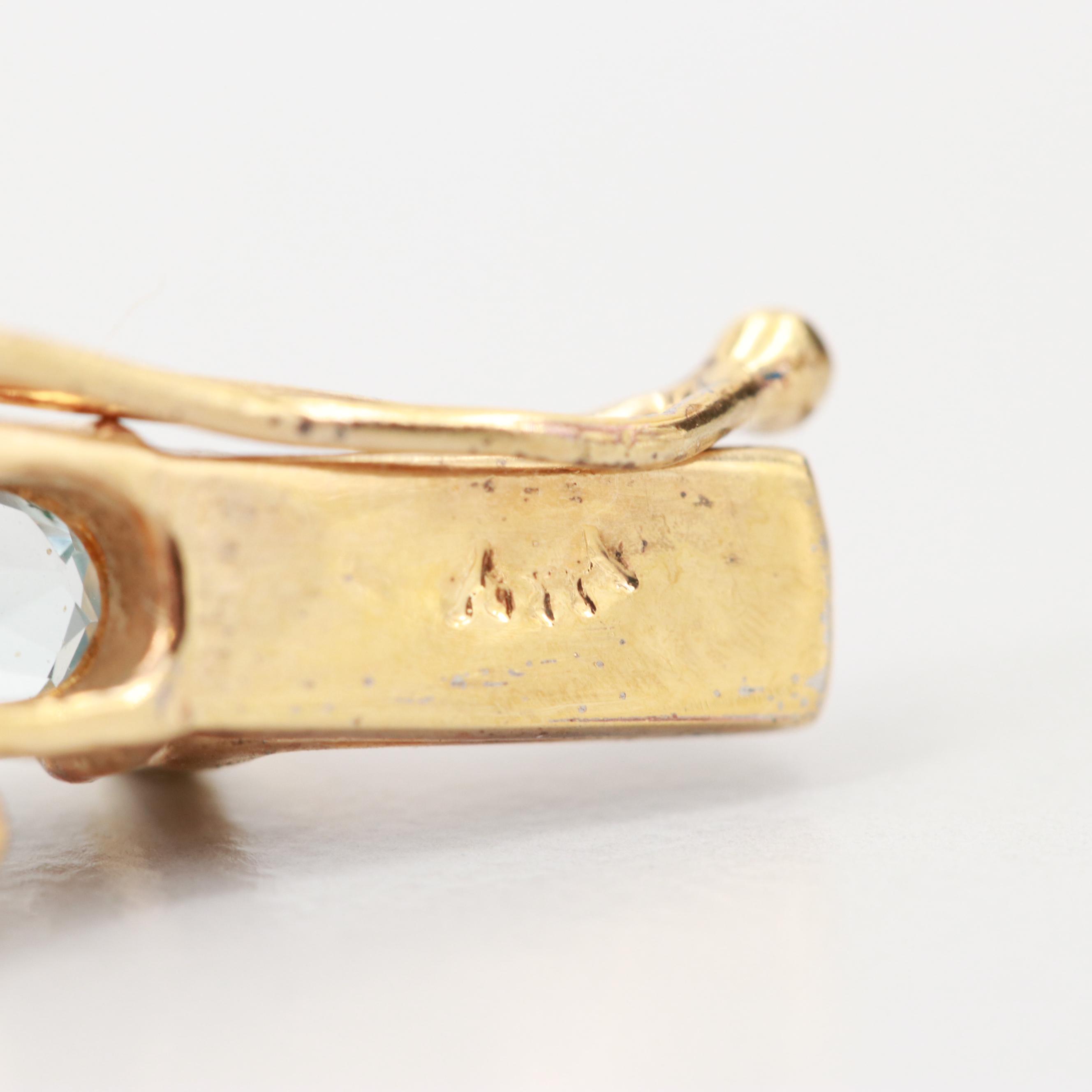 Gold Wash and Sterling Silver Bracelet with Aquamarine and Diamonds