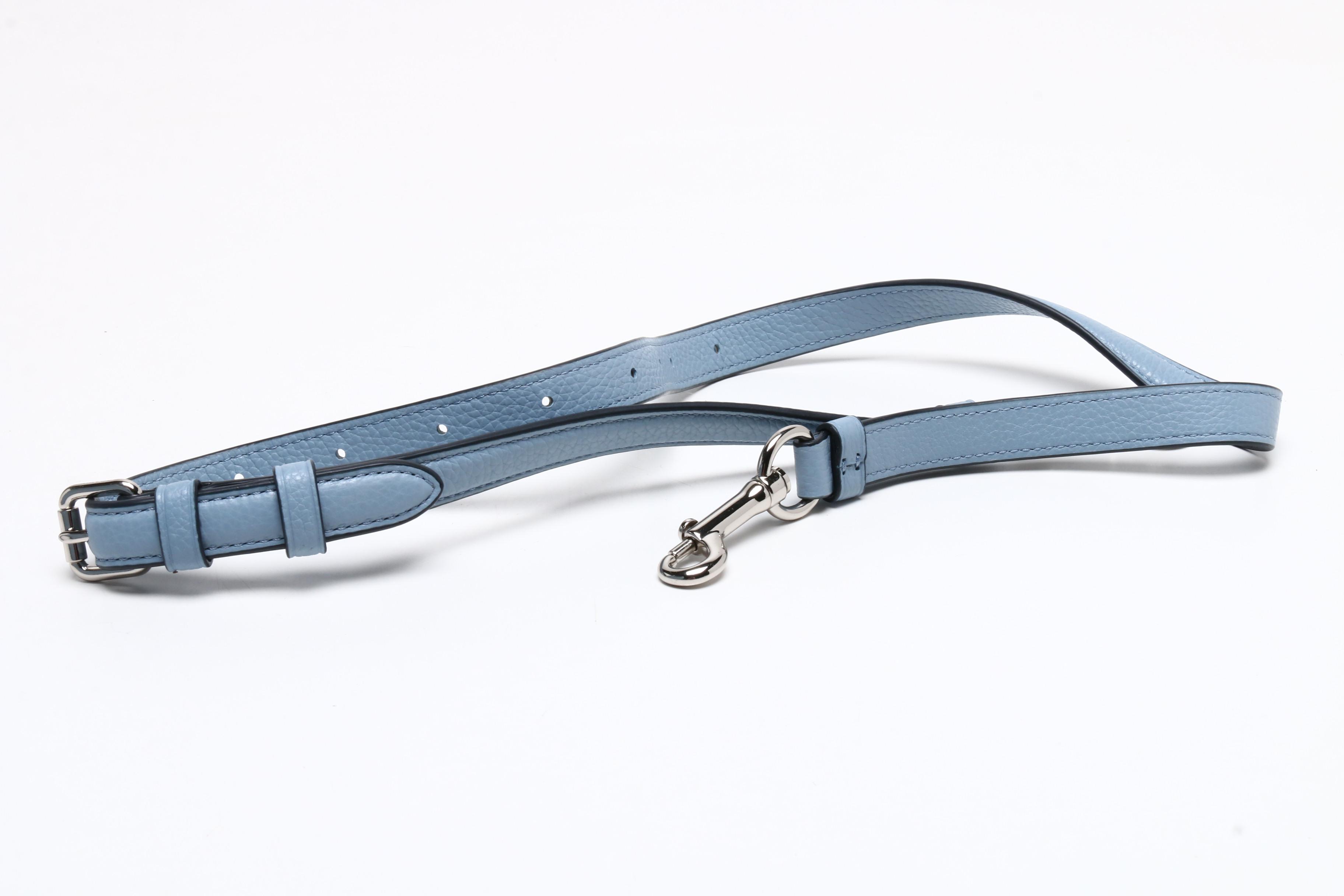 Coach Cornflower Blue Pebbled Leather Harley East West Hobo Bag with Wallet