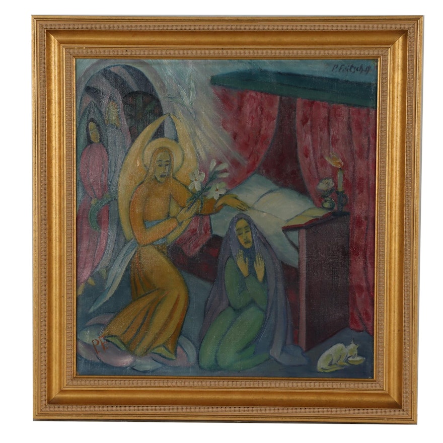 Paula Fritsch 1917 Oil Painting "Annunciazione"